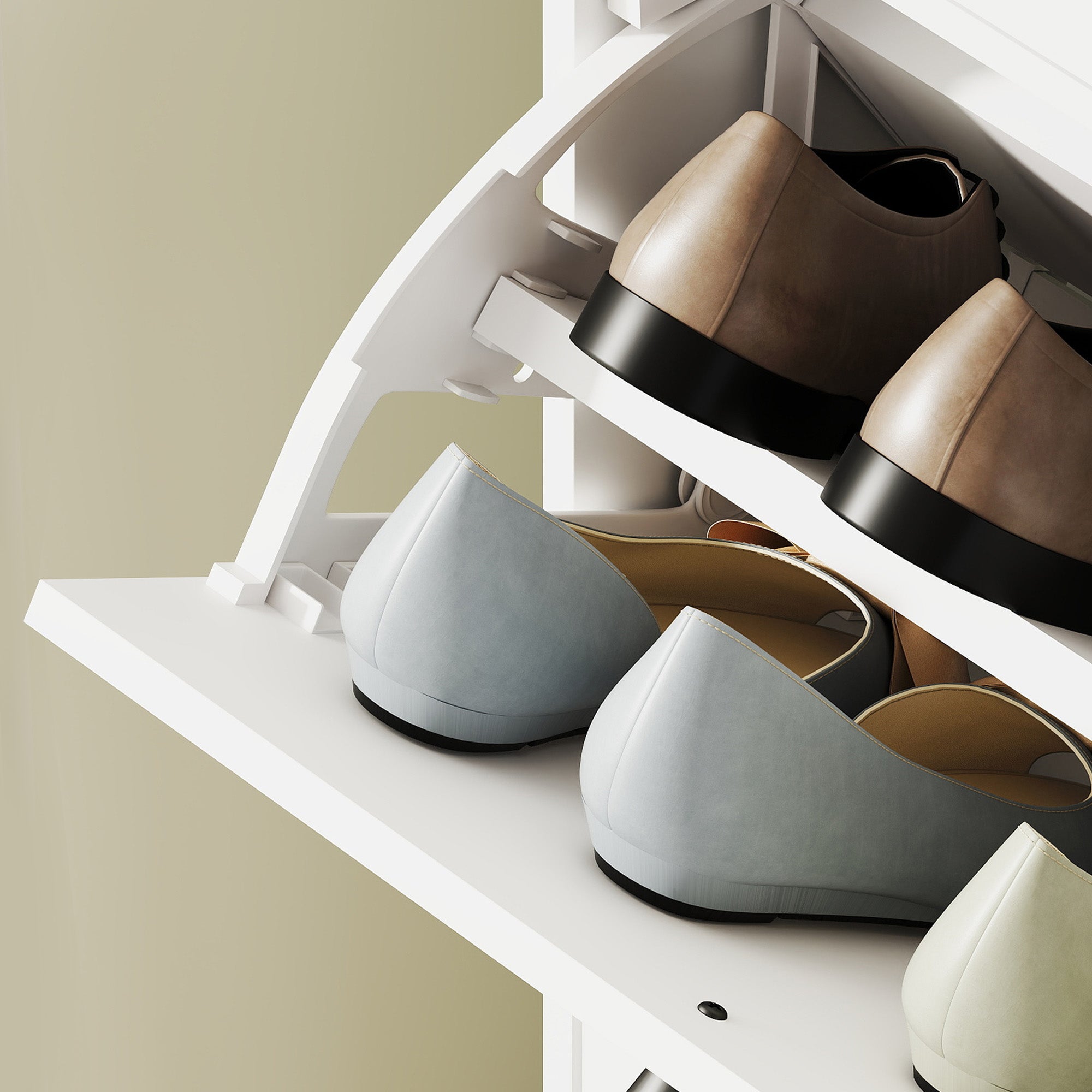 HOMCOM Schuhschrank, 3 Schubladen, für bis zu 12 Paar Schuhe, Spanplatte, Weiß