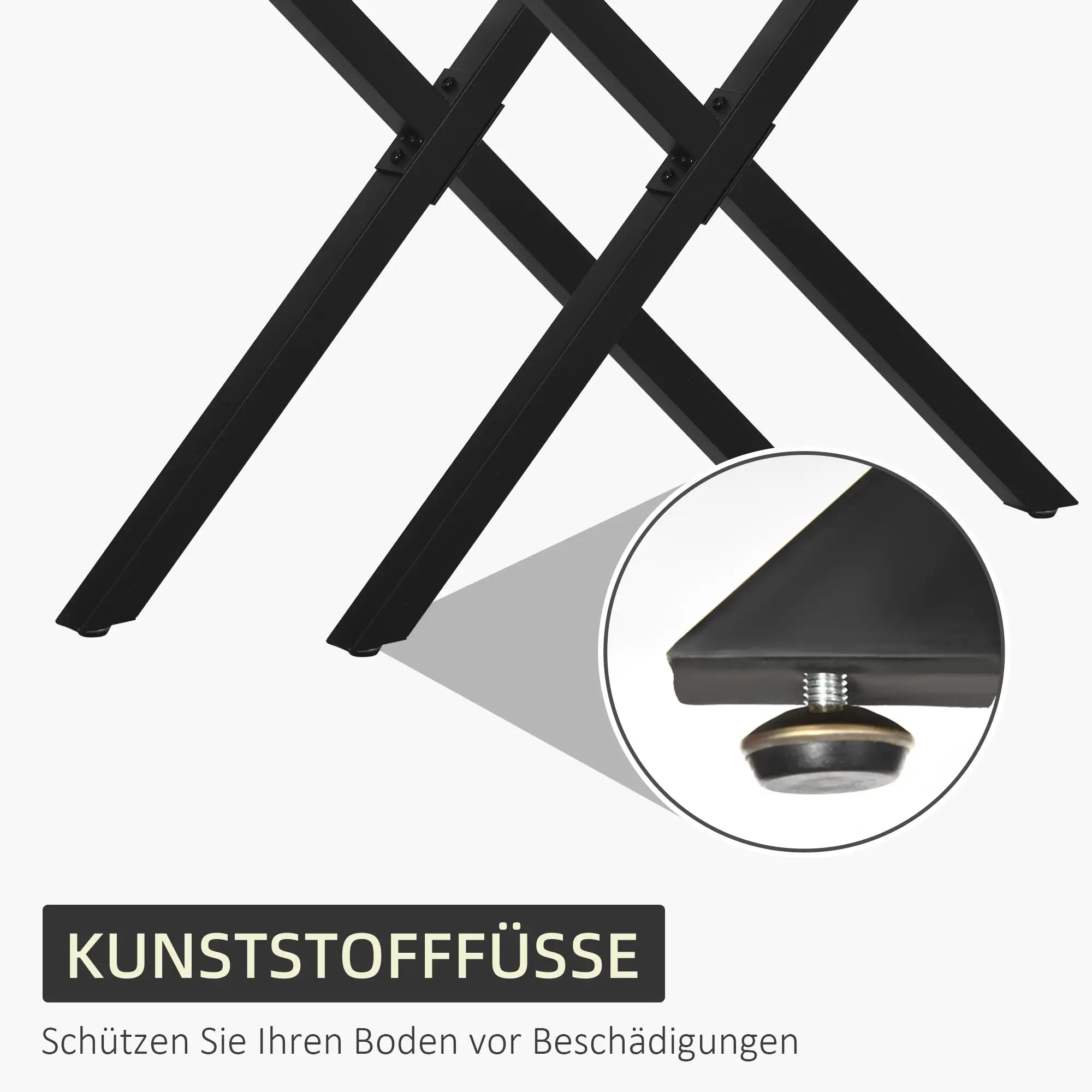 HOMCOM 2 Stück Stahl Tischbeine Tischfüße für Esstisch Schreibtisch Couchtisch Tischgestell in X-Form Schwarz 72cm