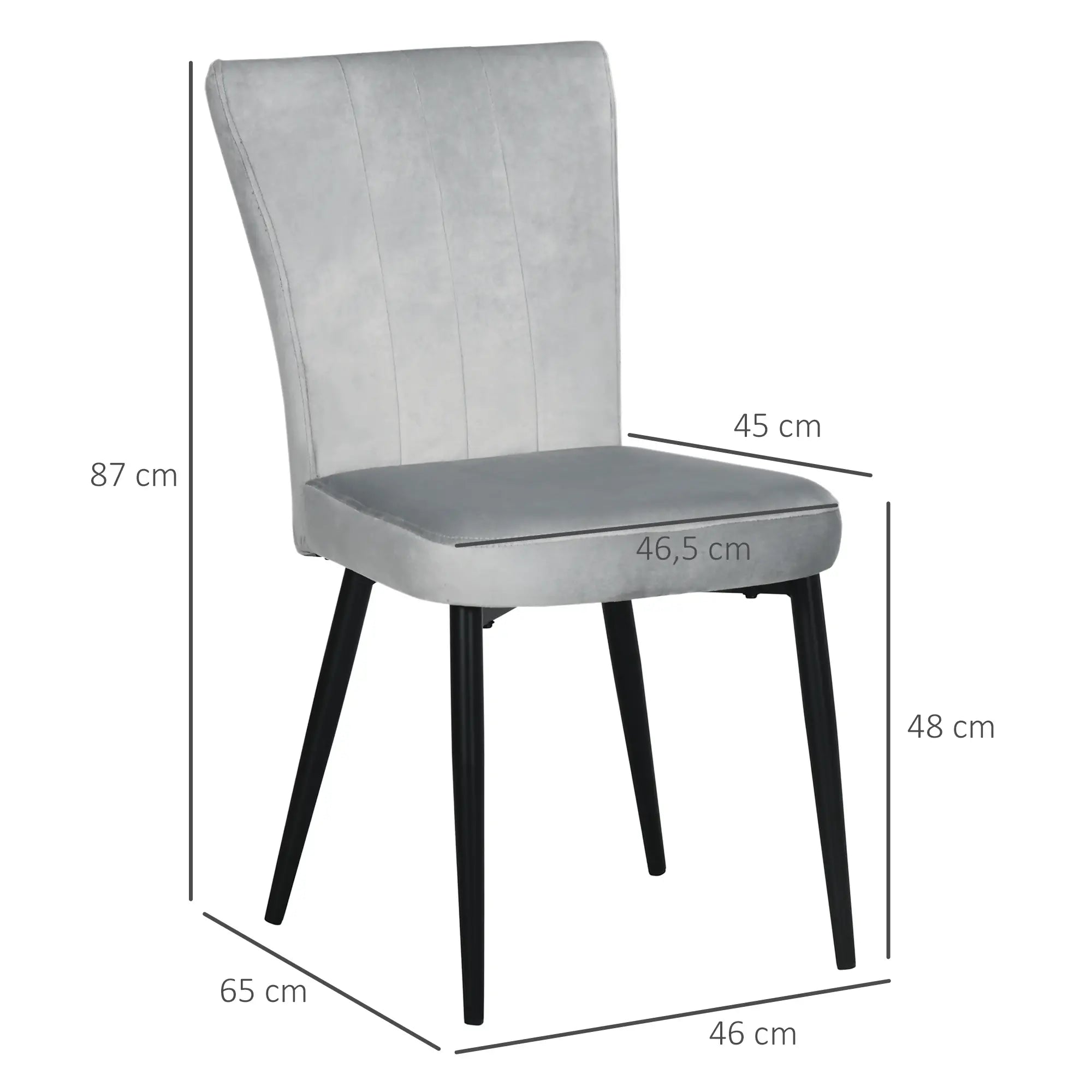 HOMCOM Esszimmerstuhl 4er-Set mit Polsterung und Velours-Optik