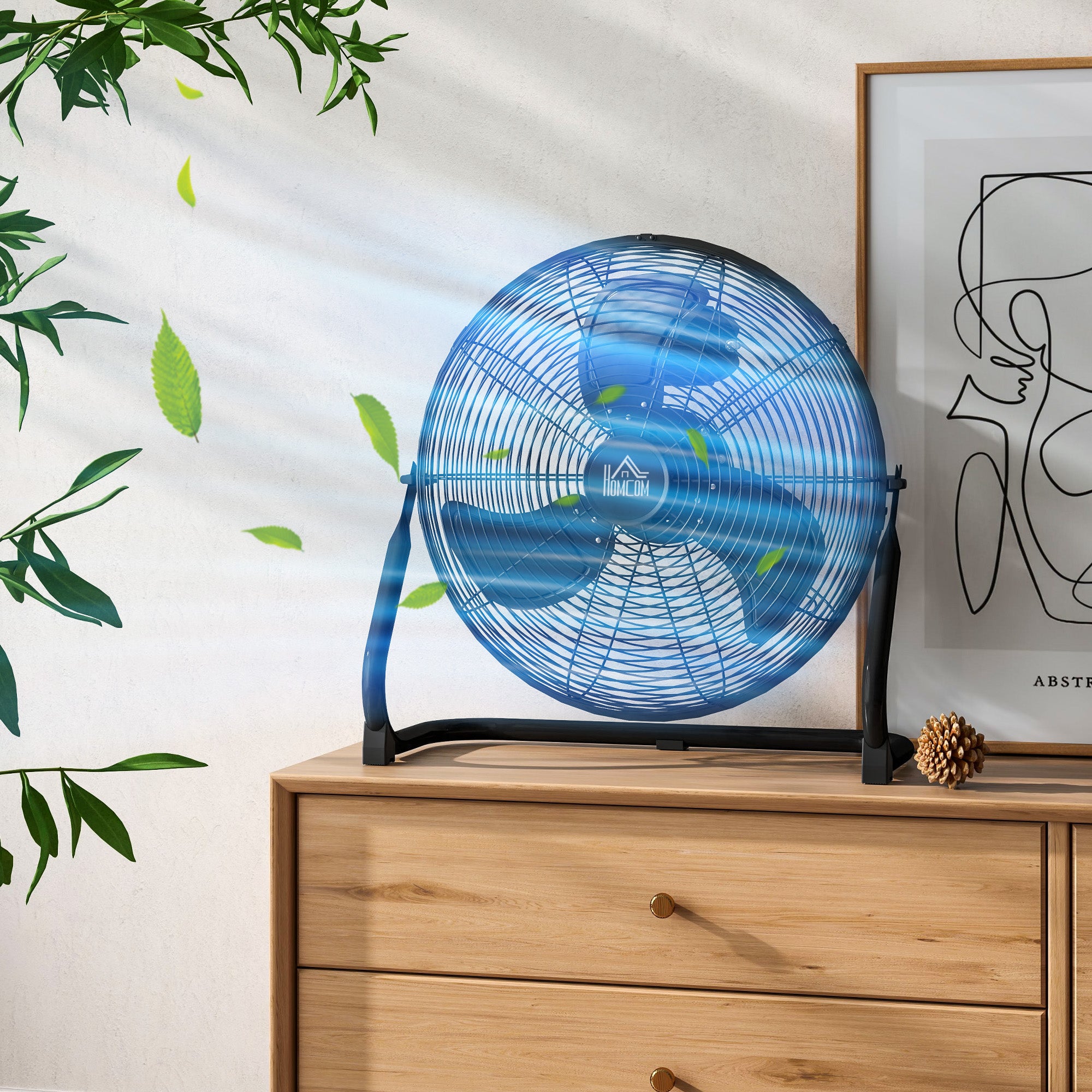 HOMCOM Tischventilator Elektrischer Ventilator mit 4 Geschwindigkeitsstufen, um 120° verstellbarer Winkel Schwarz