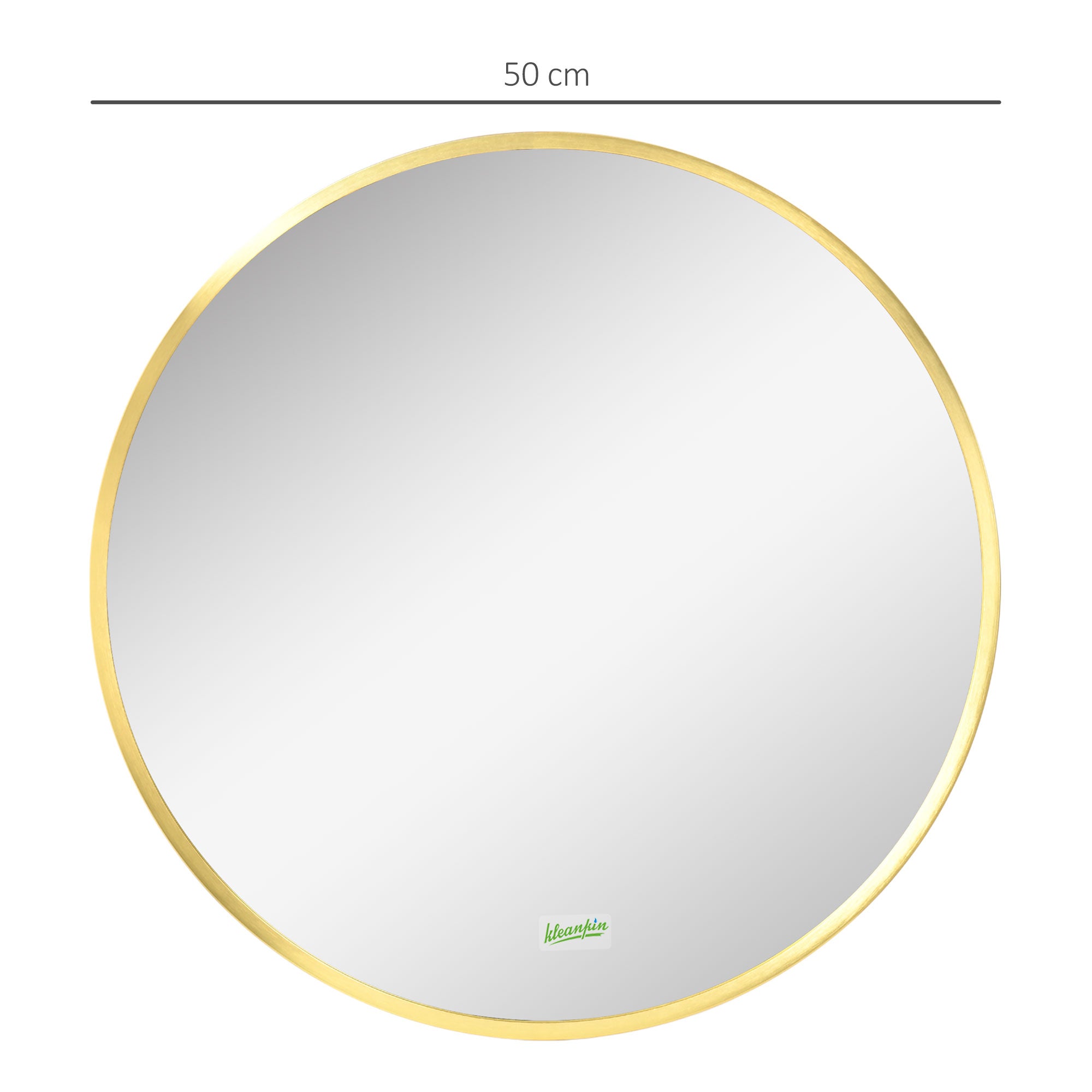 kleankin Runder Wandspiegel für Bad, Schlafzimmer, Flur, Metallrahmen, Farbe: Gold, Ø50 cm