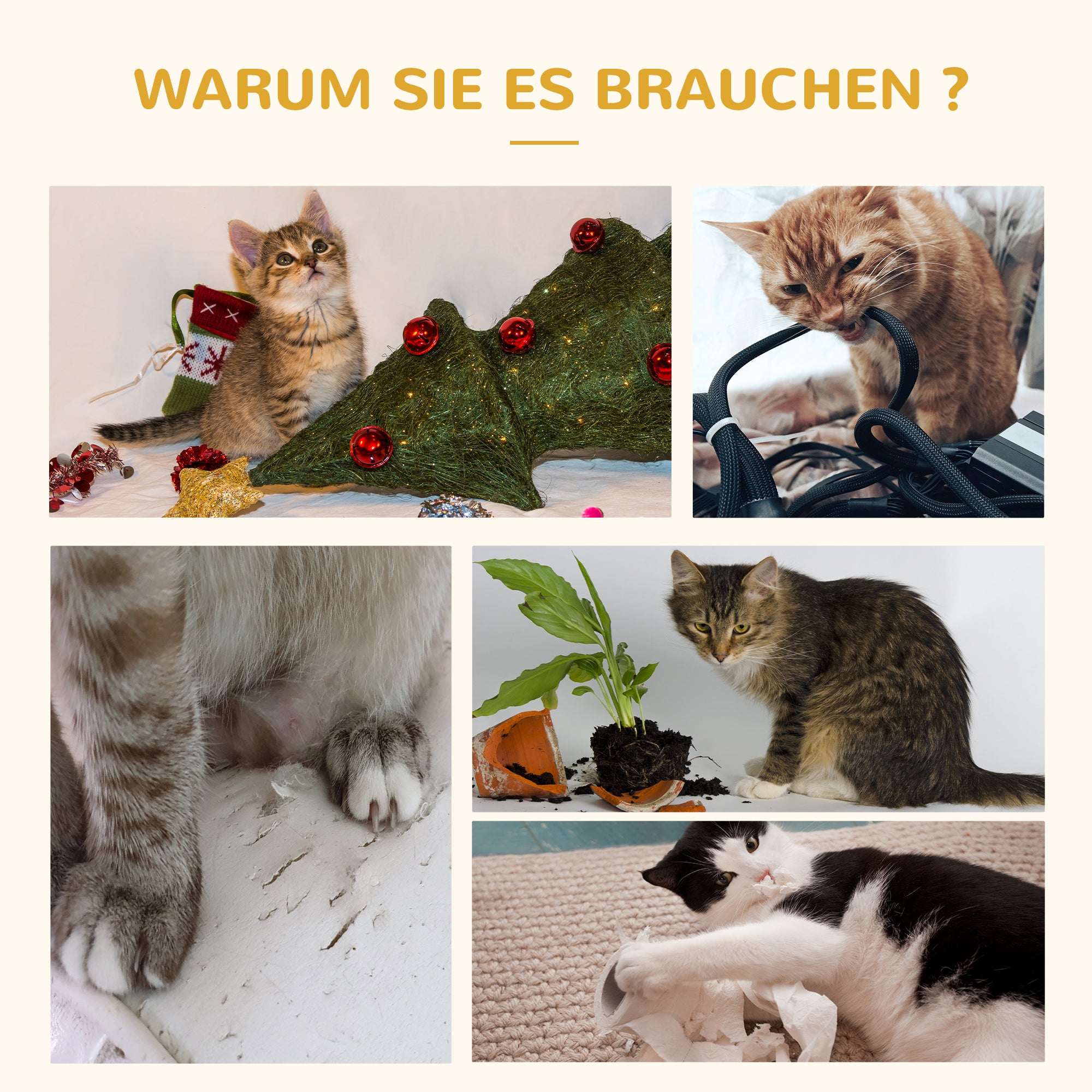 PawHut Katzenhaus mit Hängematte, Katzenkiste mit Sisalstamm, Katzenhöhle, Katzenbaum, Katzenaktivitätszentrum, Tannenholz, Natur, 70 x 35 x 60 cm