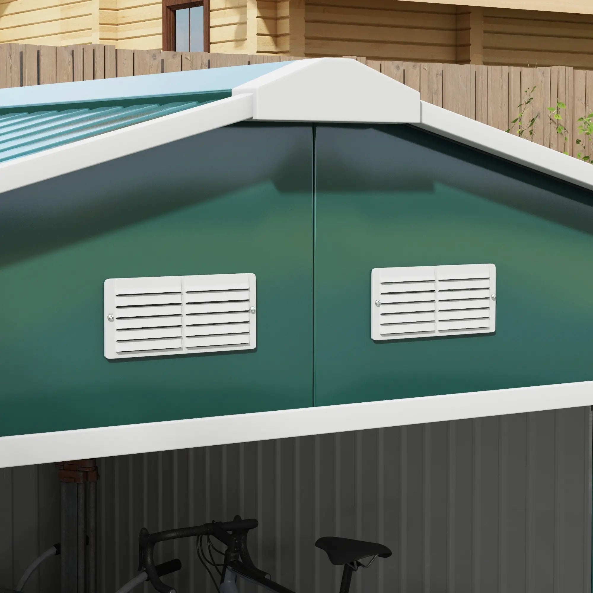 Outsunny Gerätehaus 12,4 m² Stahl Gartenhaus mit Schiebetür