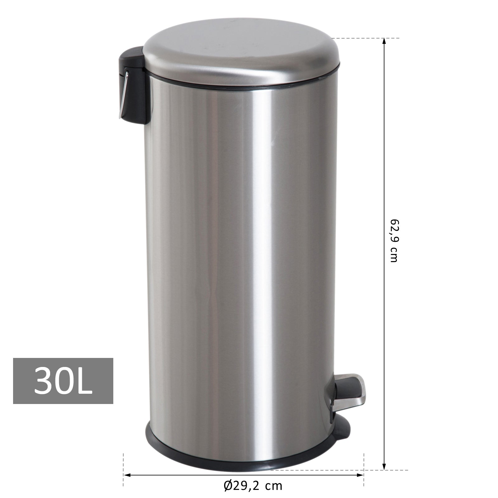 HOMCOM 30L Mülleimer Abfalleimer, Papierkorb, Treteimer mit Deckel, Fußpedal, Müllbehälter mit Inneneimer, Mülltrennung für Wohnzimmer, Büro, Rund