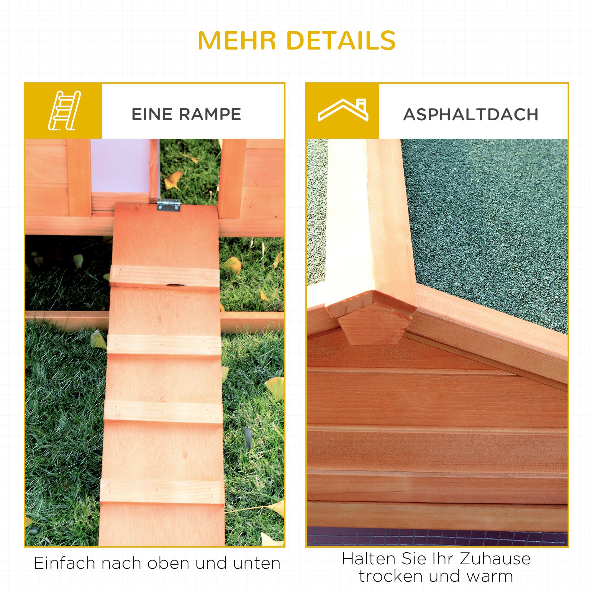 PawHut Kleintierstall Kleintierkäfig, 2 Freigehegen, 2 Rampen, 309 cm x 79 cm x 86 cm, Natur + Grün