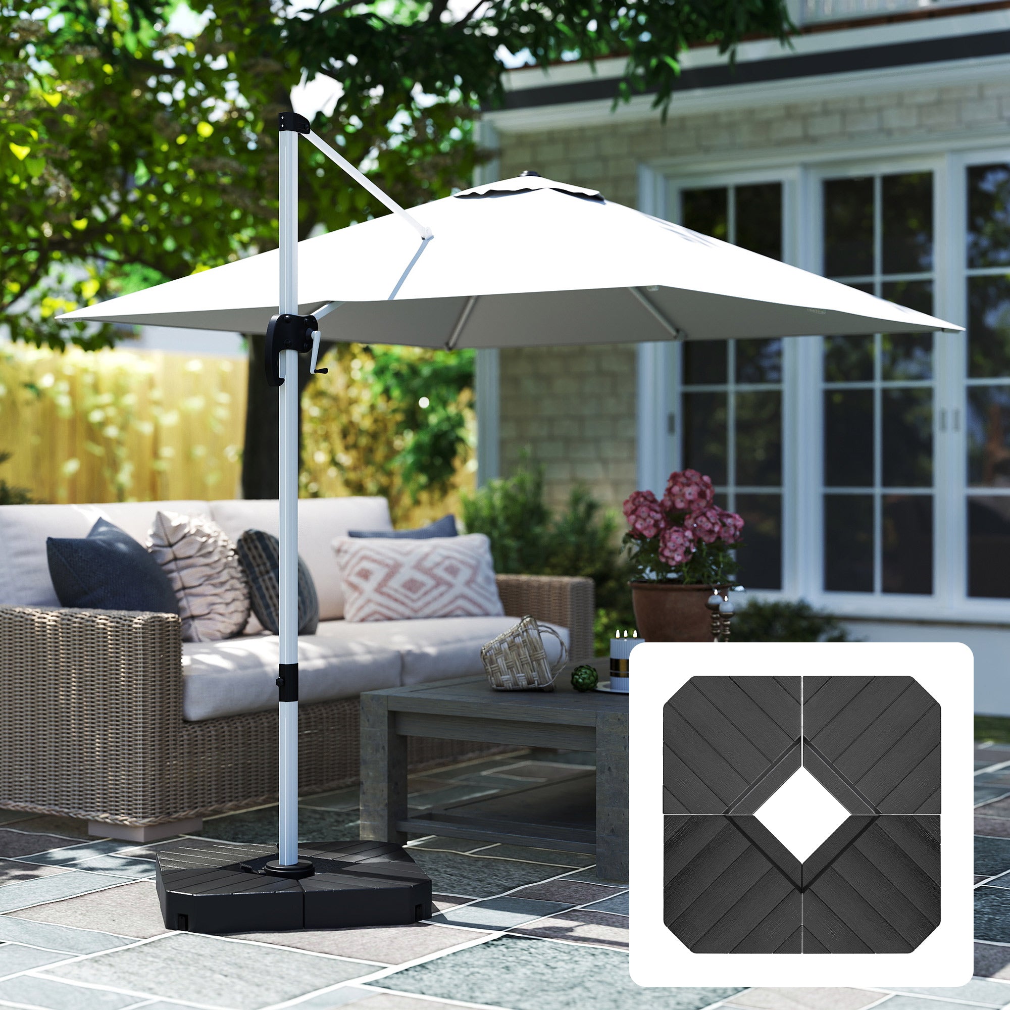 Outsunny Basisgewichte für Sonnenschirmständer, mit Wasser und Sand befüllbar, Kunststoff, 80L x 80B x 13H cm, Schwarz
