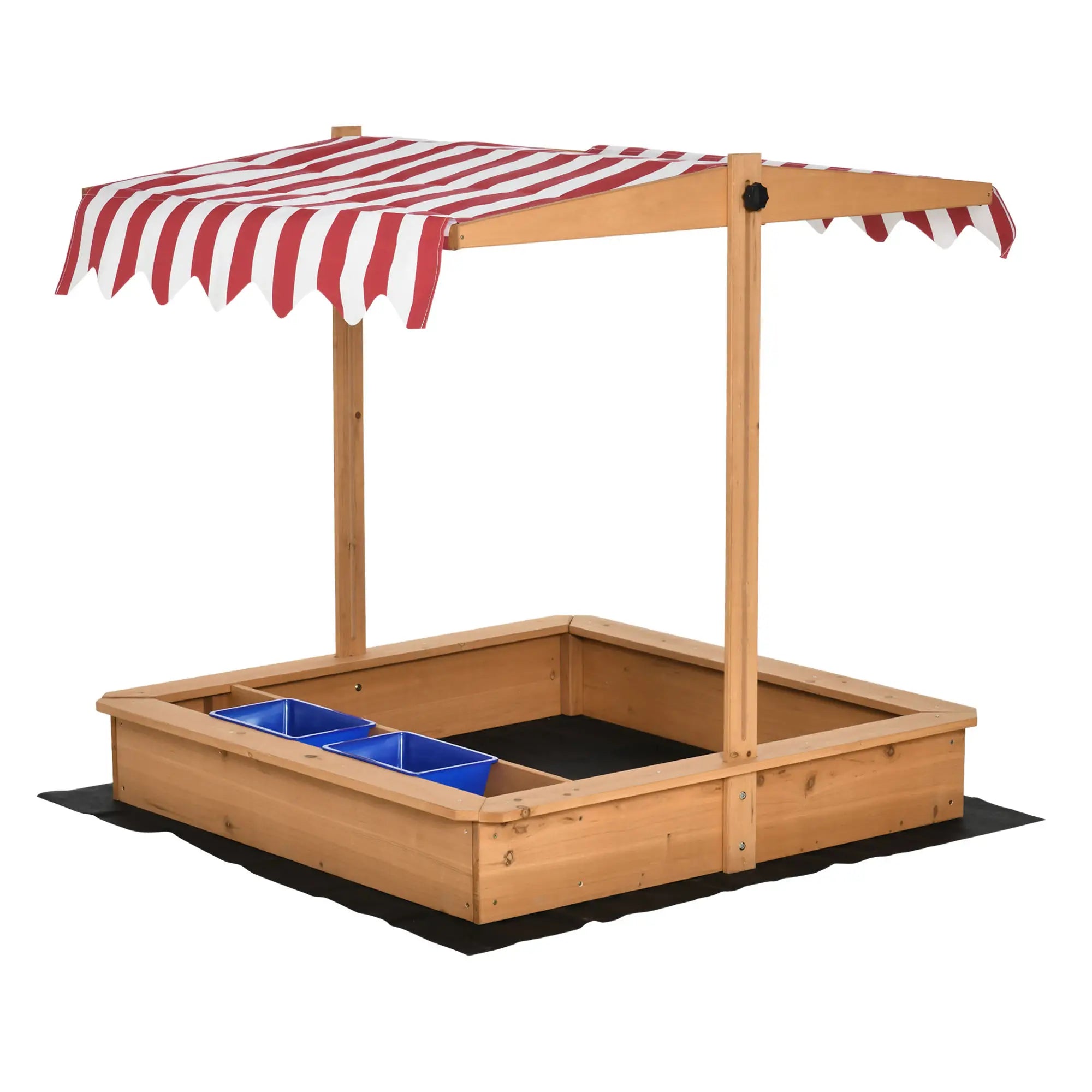 Outsunny Sandkasten mit höhenverstellbarem Dach – Natur