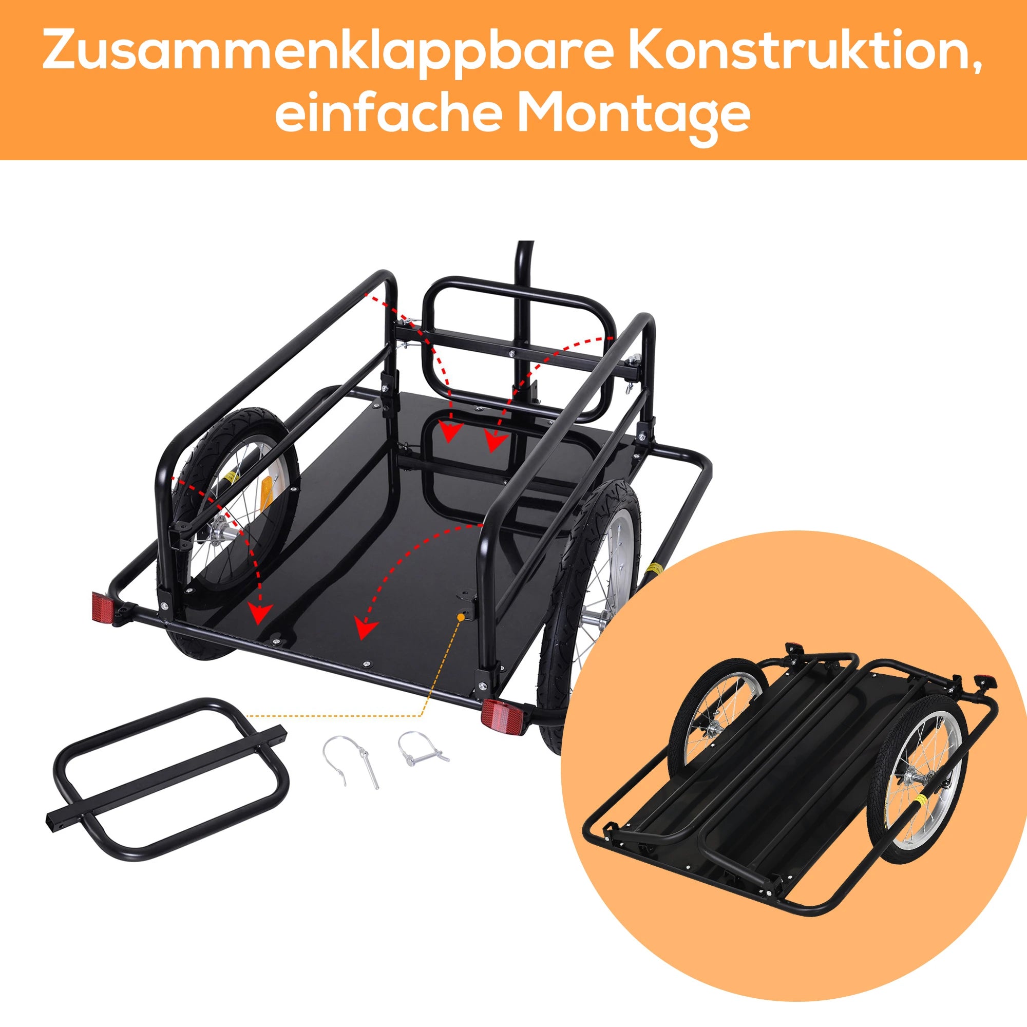 HOMCOM Fahrradanhänger Lastenanhänger klappbar Universal-Kupplung
