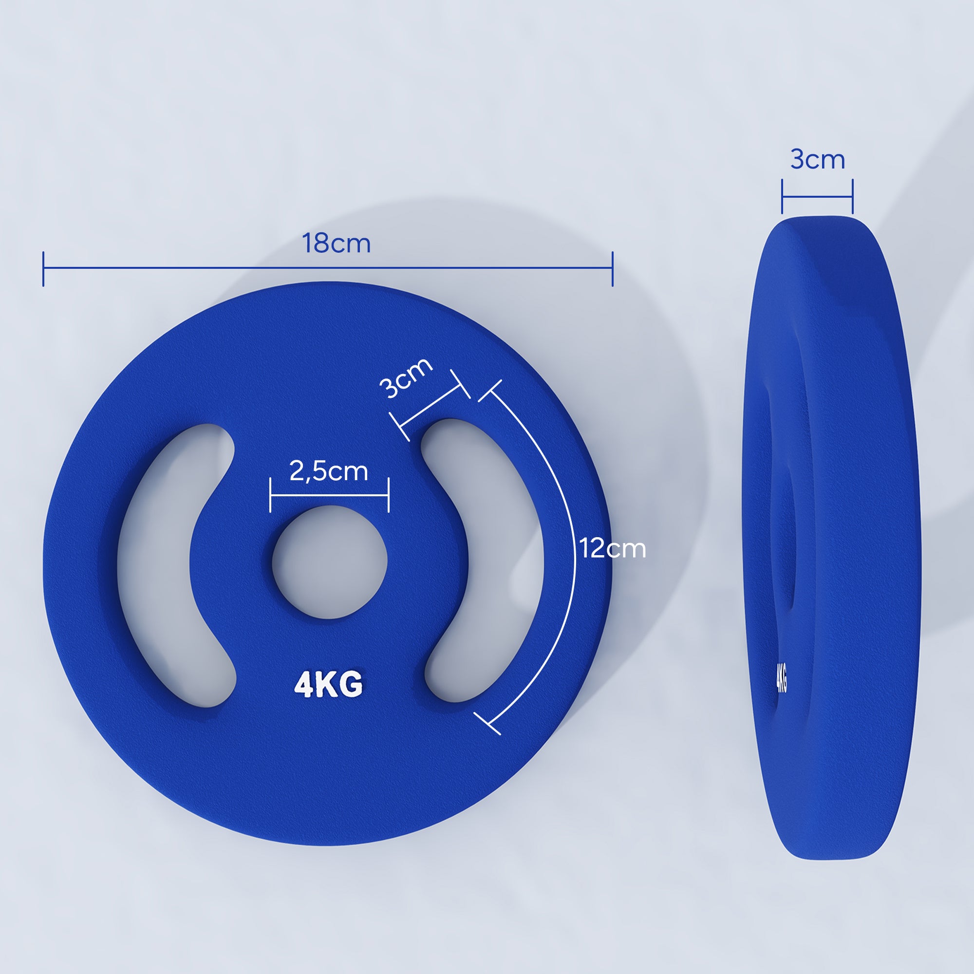 SPORTNOW 2 x 4 kg Gewichtsplatten mit praktischen Handgriffen, Gewichts-Set für Home-Gym, Fitnessstudio, Stärke-Training, Blau