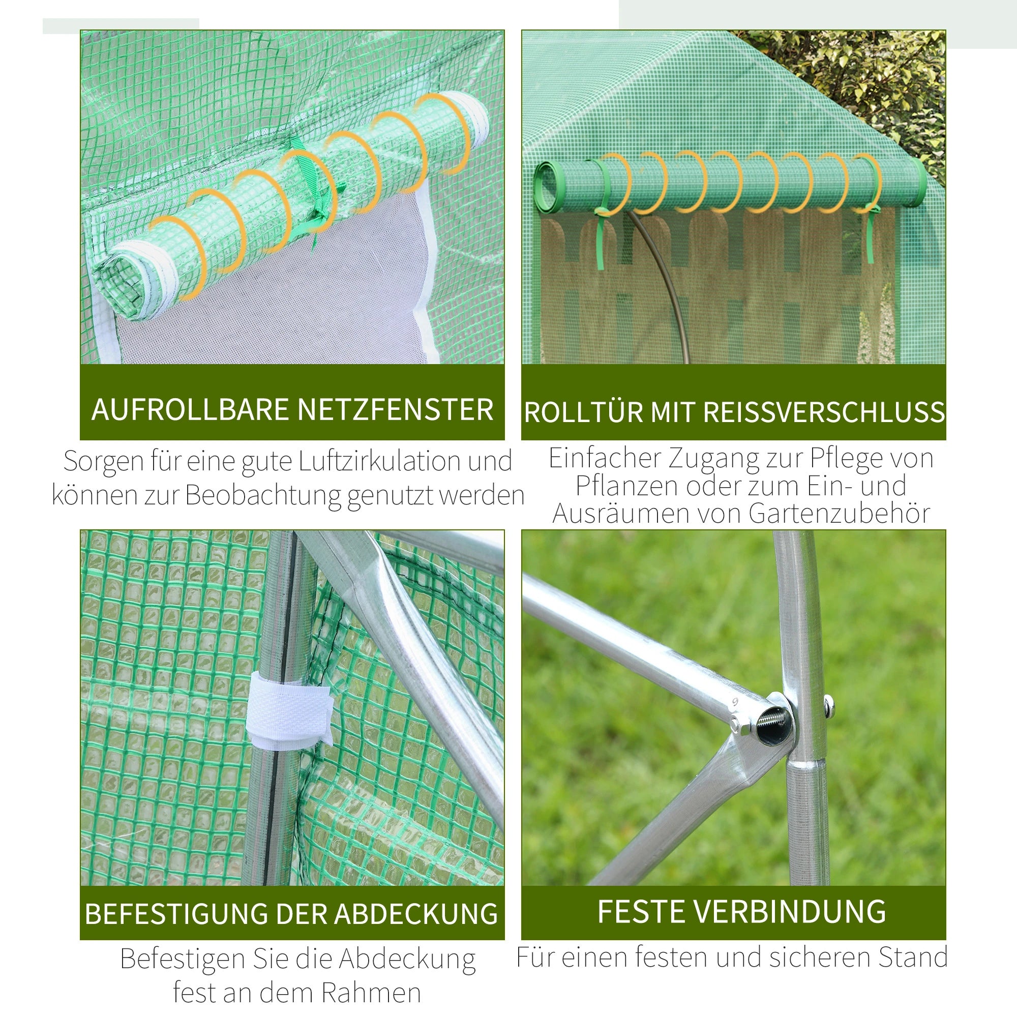 Outsunny Foliengewächshaus begehbar UV-beständig mit Rolltür