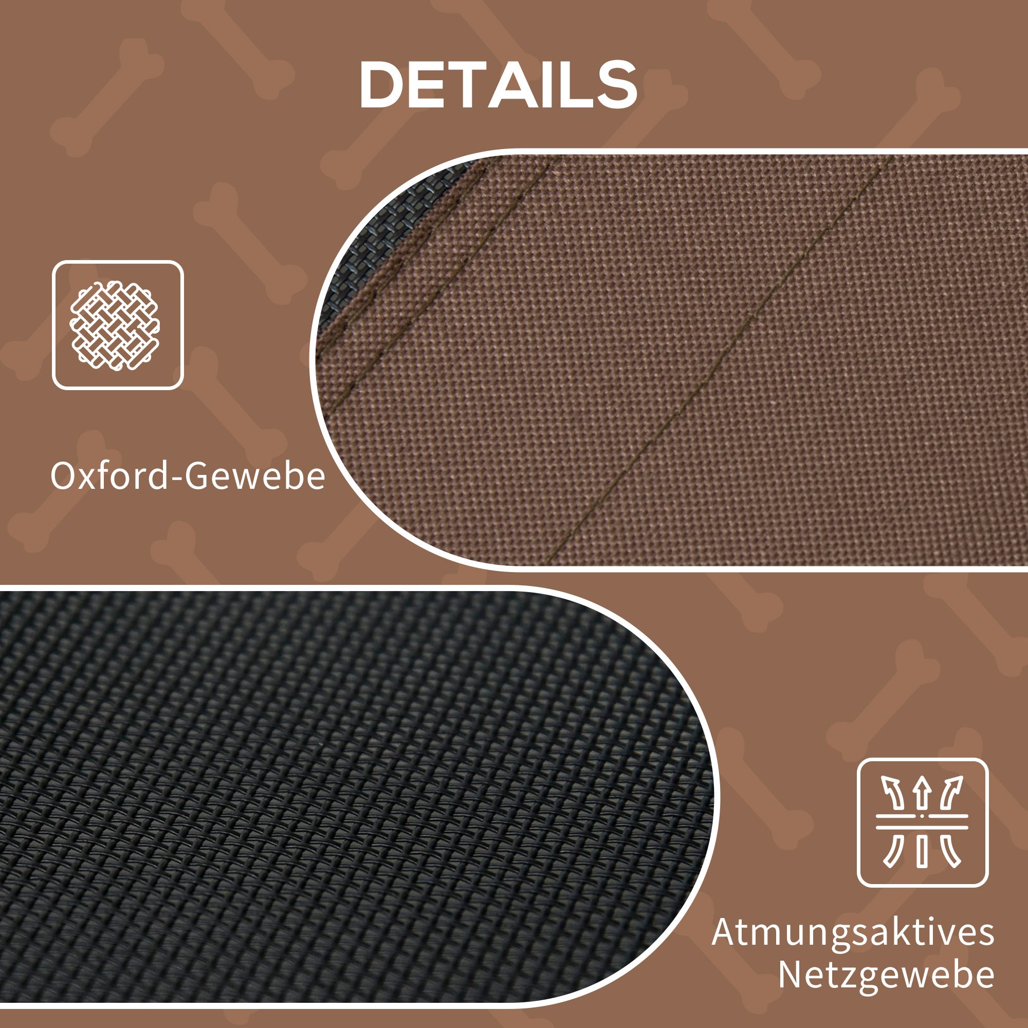 PawHut Erhöhtes Hundebett mit Baldachin, Haustierbett, Hundeliege outdoor mit Dach, Atmungsaktiv, Taftstoff für Camping Kaffee 122 x 92 x 108 cm