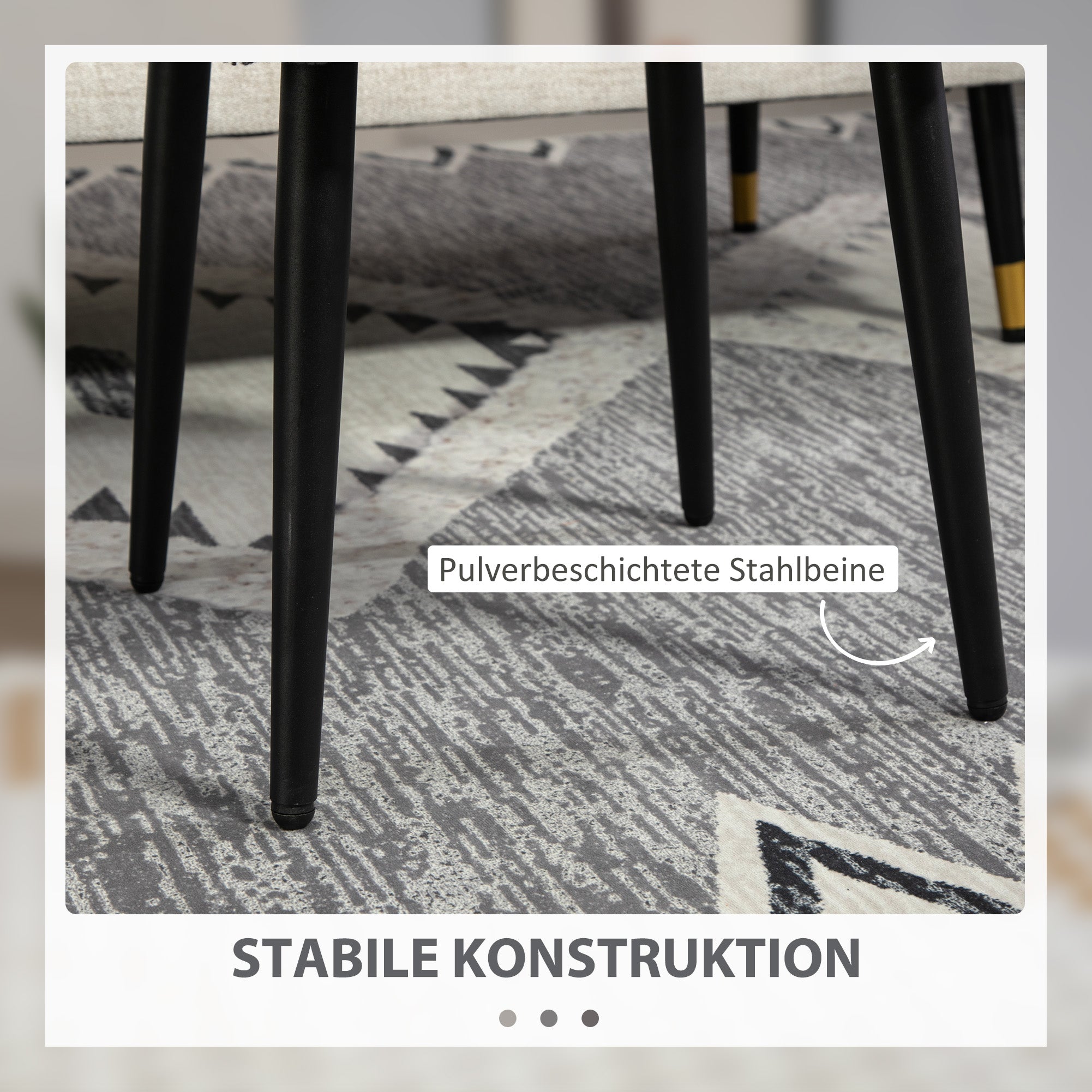 HOMCOM Hocker, Fußstütze, gepolsterter Sitz, Kaschmir-Optik, Stahlbeine, 42 x 42 x 47 cm, Dunkelgrau