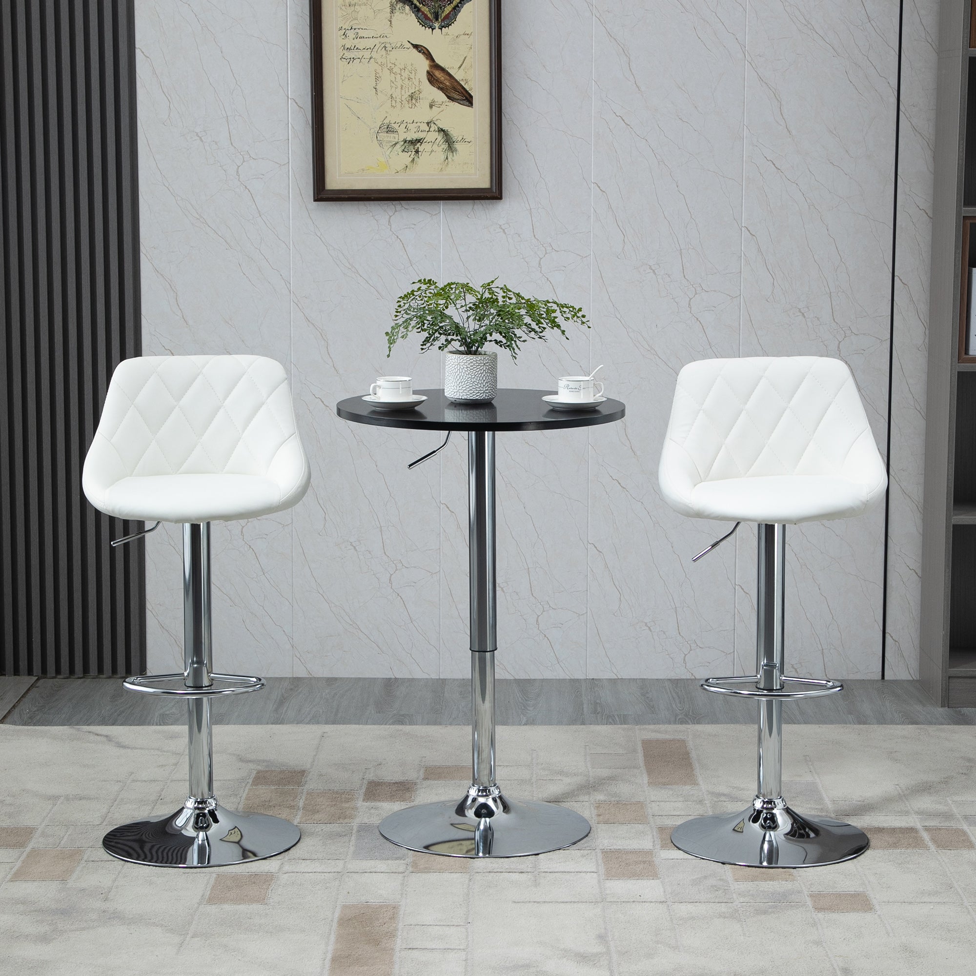 HOMCOM Bartisch modern rund Esstisch 360° Drehtisch höhenverstellbarer Bistrotisch Stehtisch Küchentisch Stahl Schwarz Ø61 x 70-90 cm