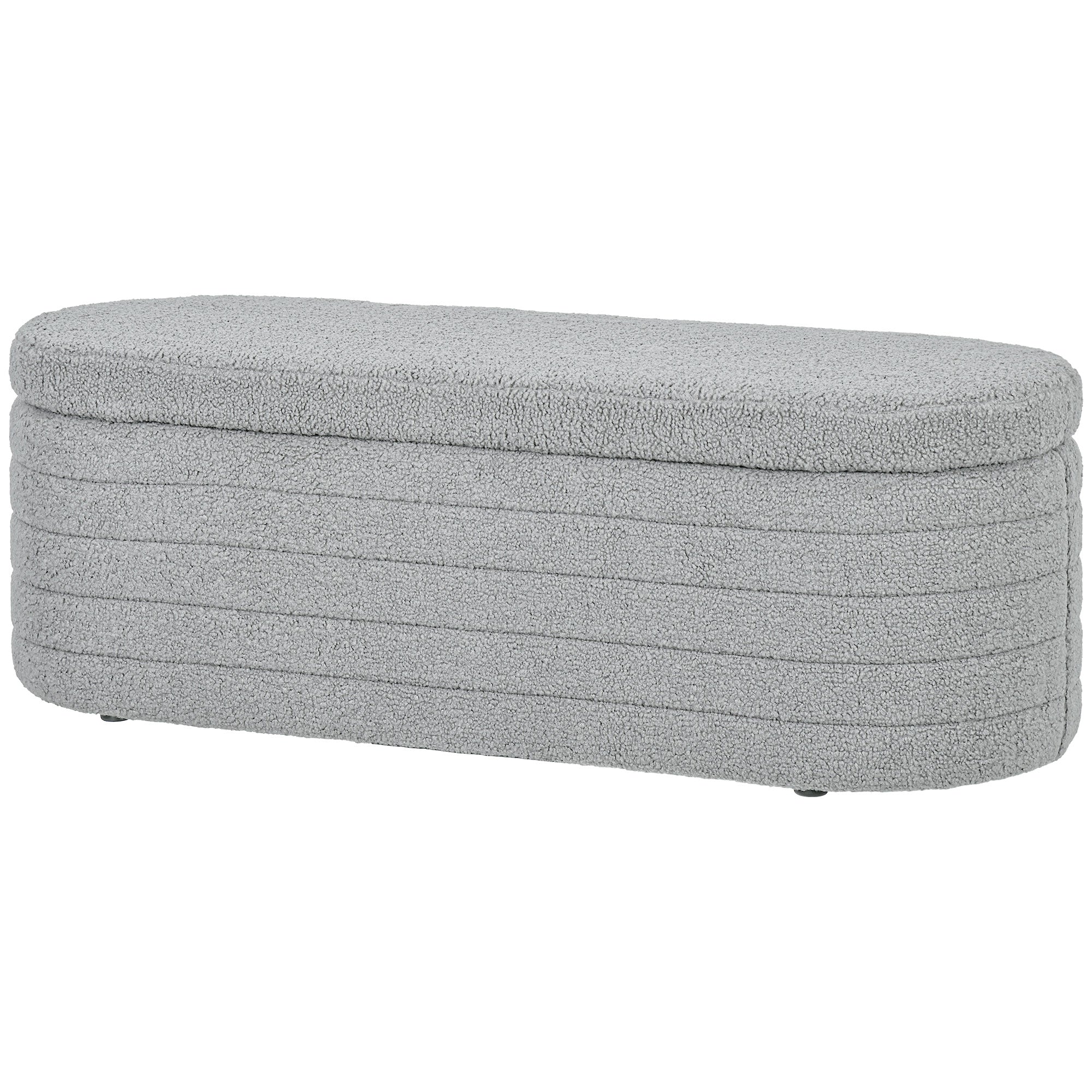 HOMCOM Bettbank, Stauraum, Teddy-Fleece, 116x41x40,5cm, Hellgrau
