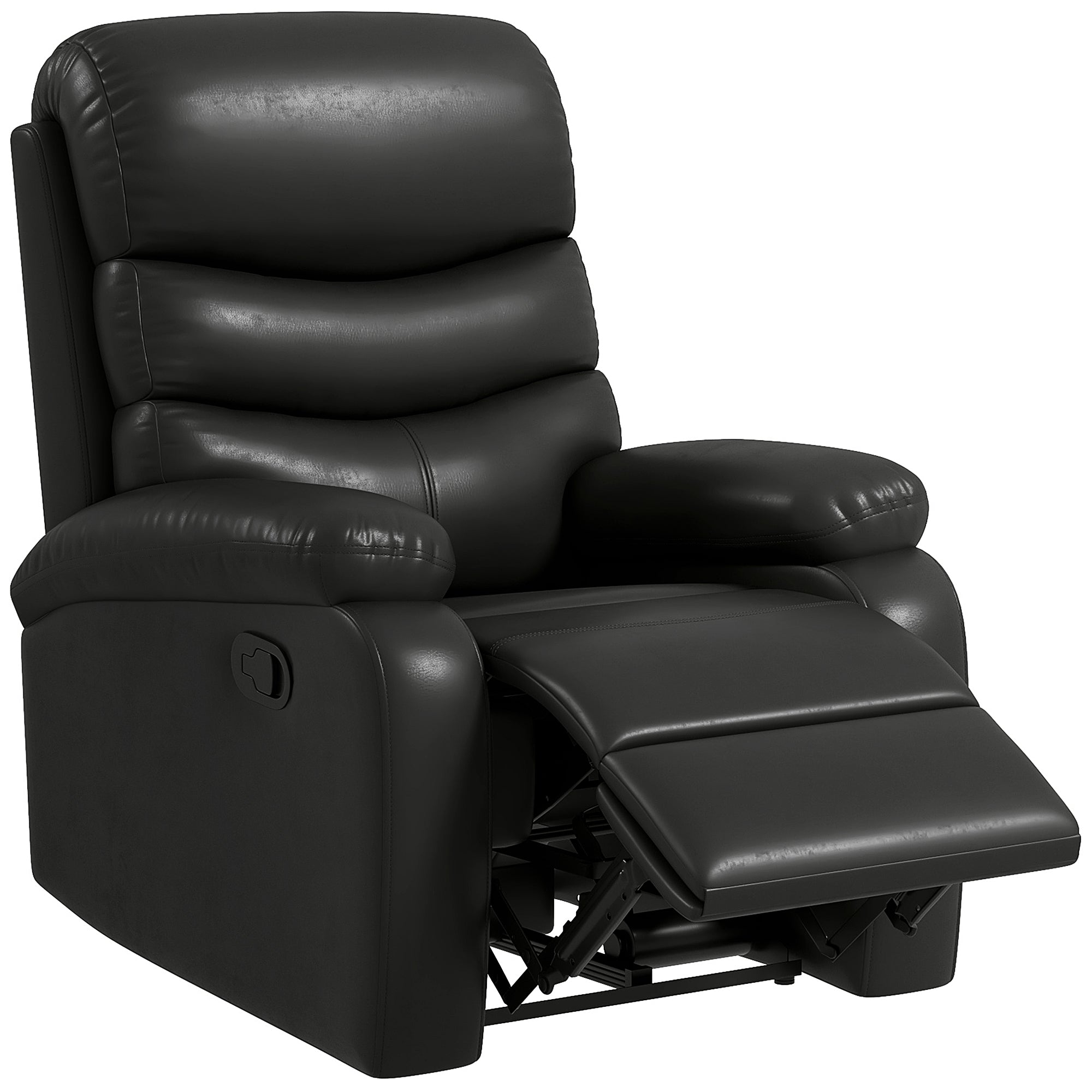 HOMCOM Relaxsessel Liegesessel, Liegefunktion, inkl. Fußstütze, 78 cm x 90 cm x 105 cm, Schwarz