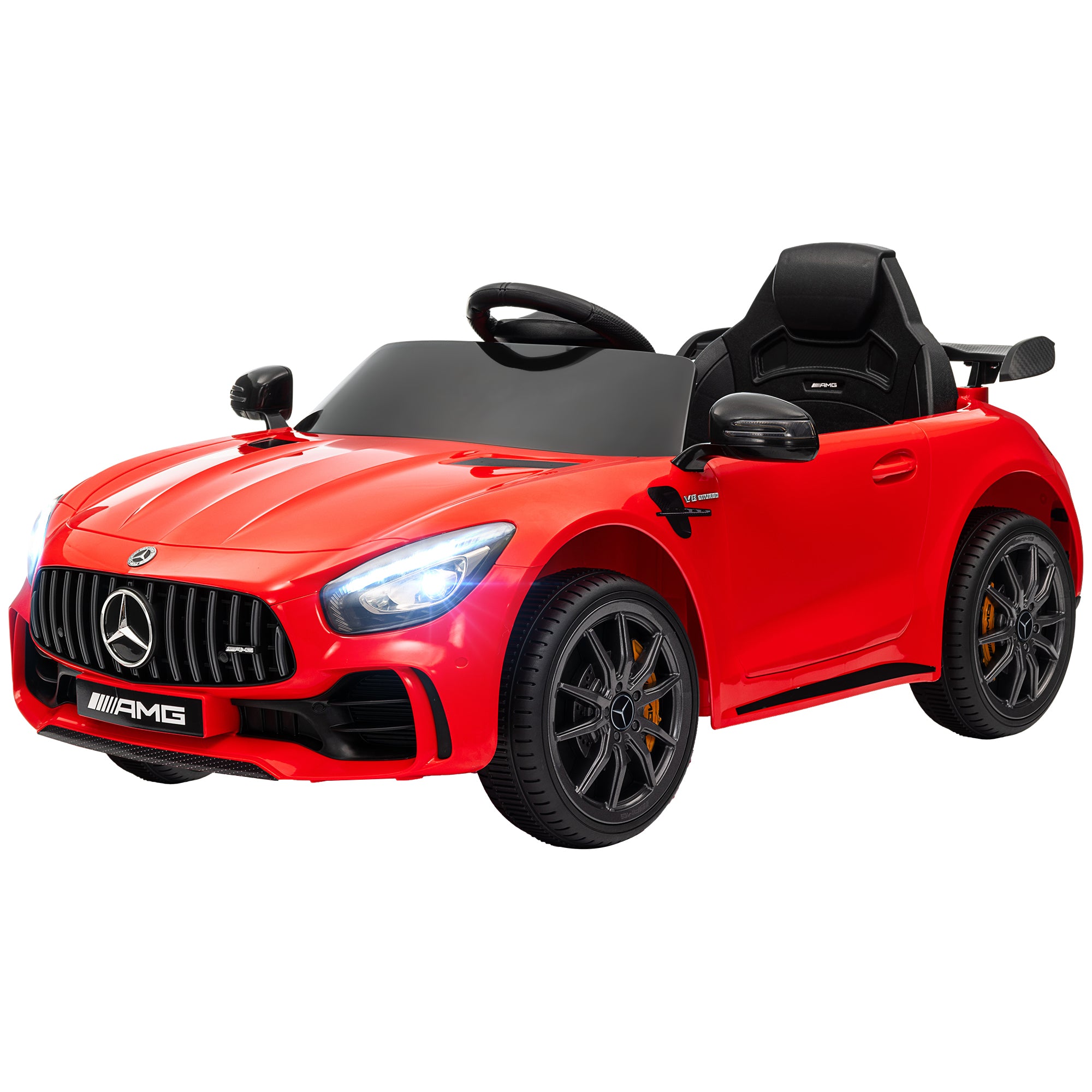 AIYAPLAY Elektro-Kinderauto, Mercedes, 3-5 km/h, Fernbedienung, Licht & Musik, Rot
