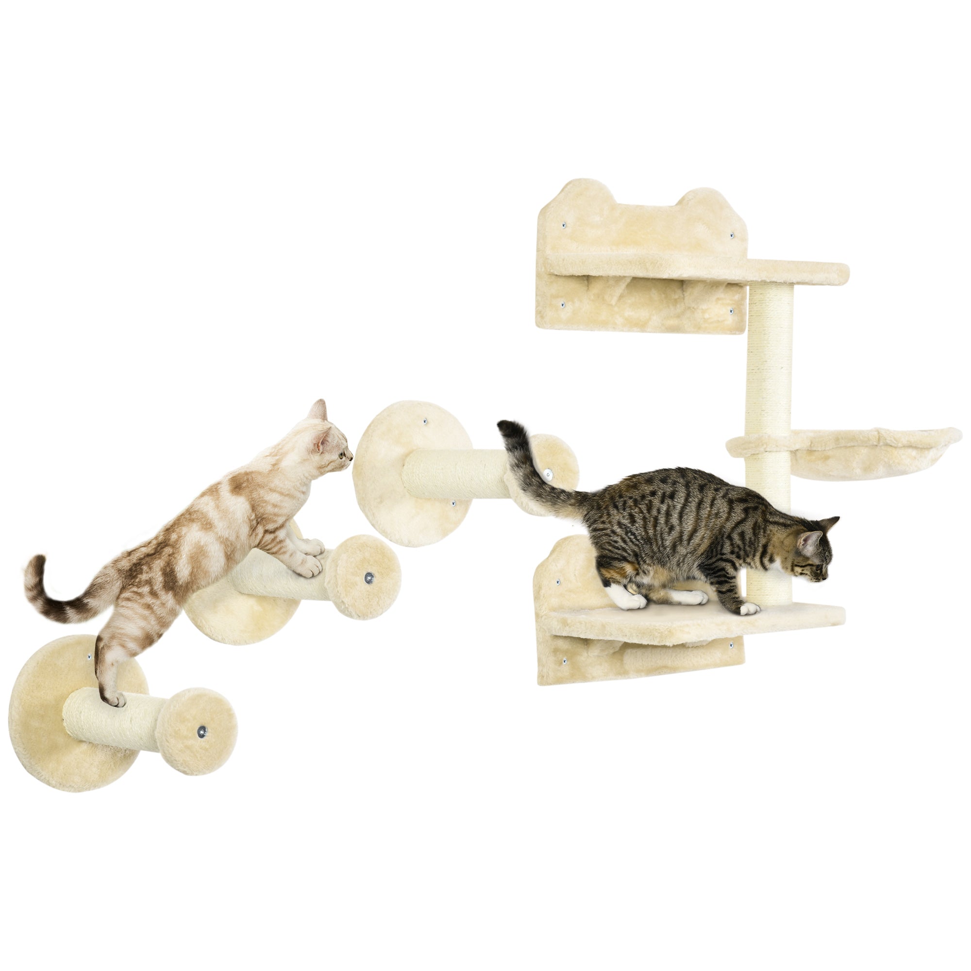 PawHut Katzentreppe Kletterwand-Set mit Kratzbaum und Hängematte