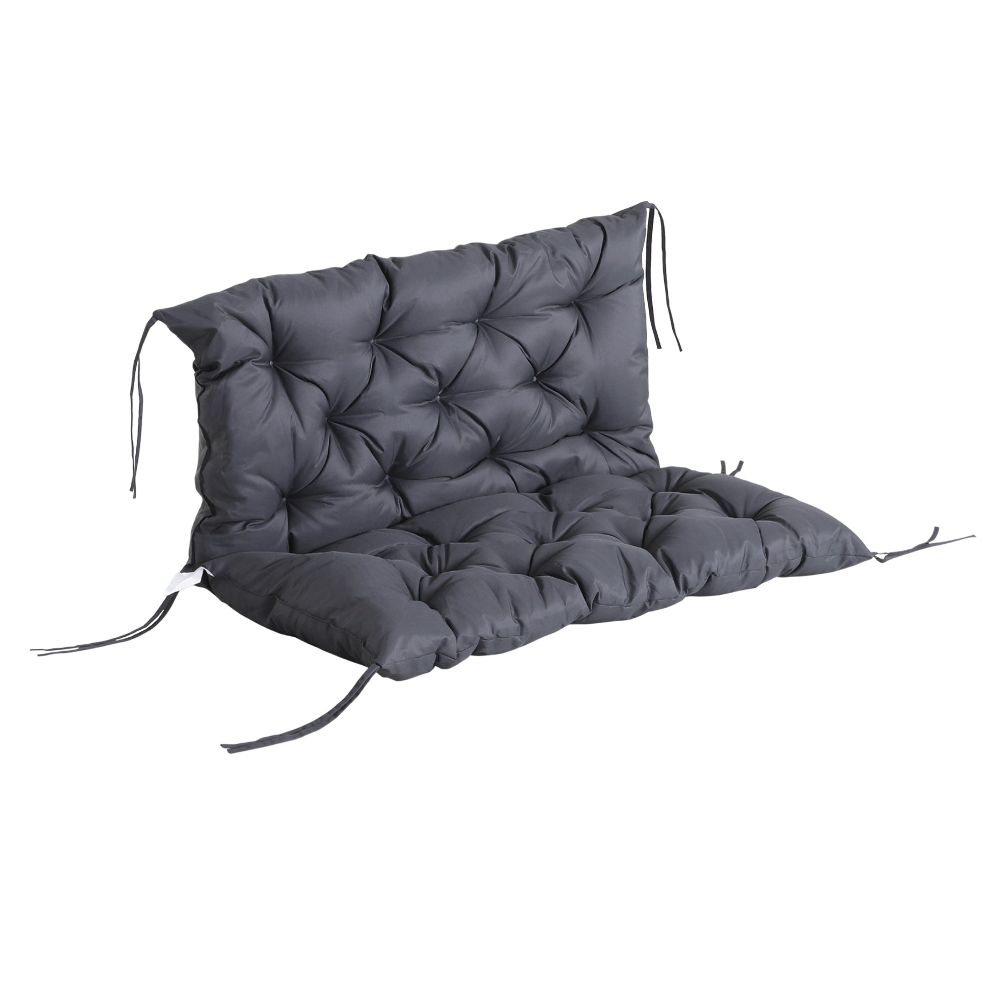 Outsunny 2 Sitzer Bankauflage 100 x 98 x 8 cm Sitzkissen mit Bändern Rückenkissen für Indoor/Outdoor Polster Auflage für Sitzbank Gartenbank Gartenmöbel Hollywoodschaukeln Dunkelgrau