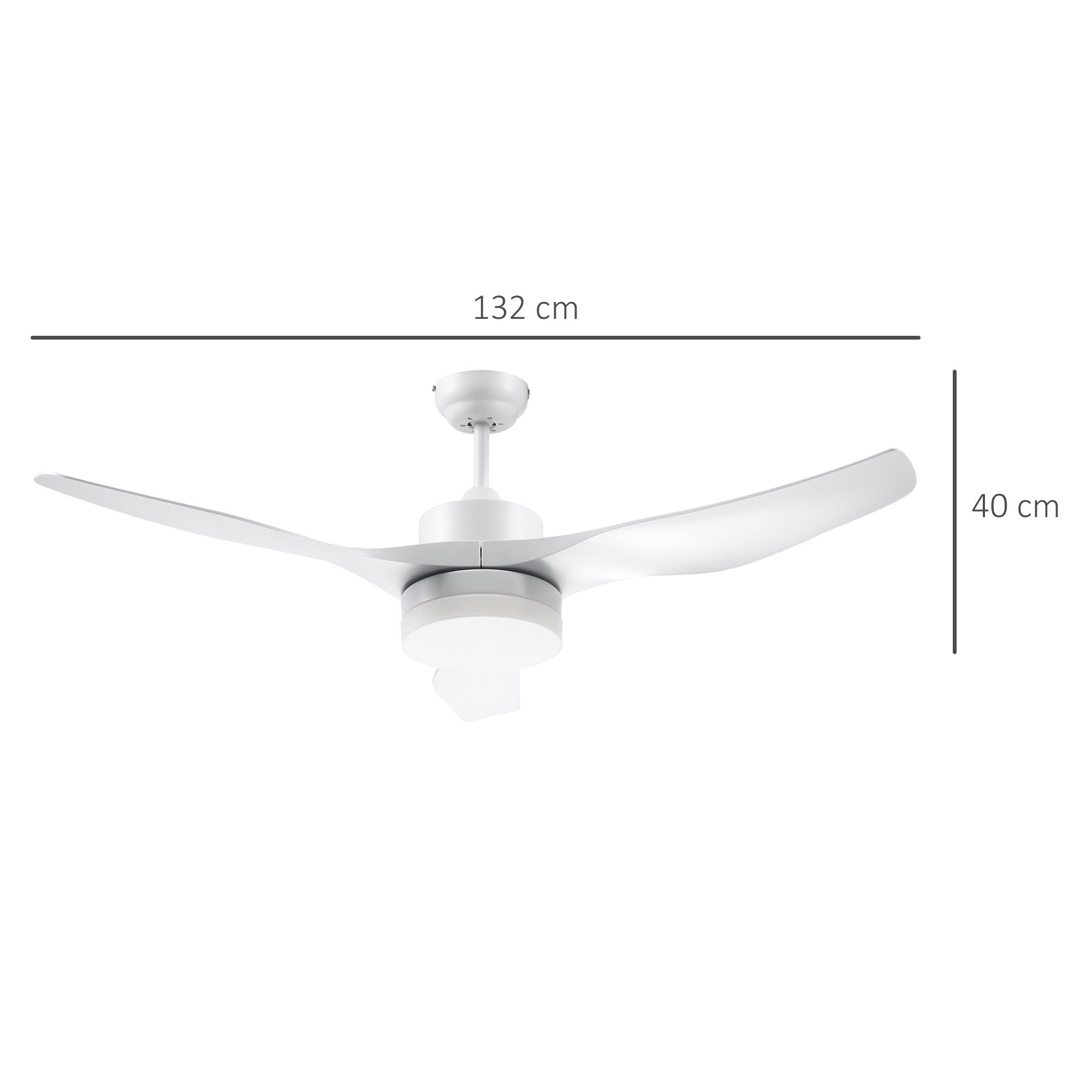 HOMCOM Deckenventilator mit LED-Licht, 2-in-1 Design, mit Timer, Fernbedienung, Deckenlampe mit Ventilator, Weiß