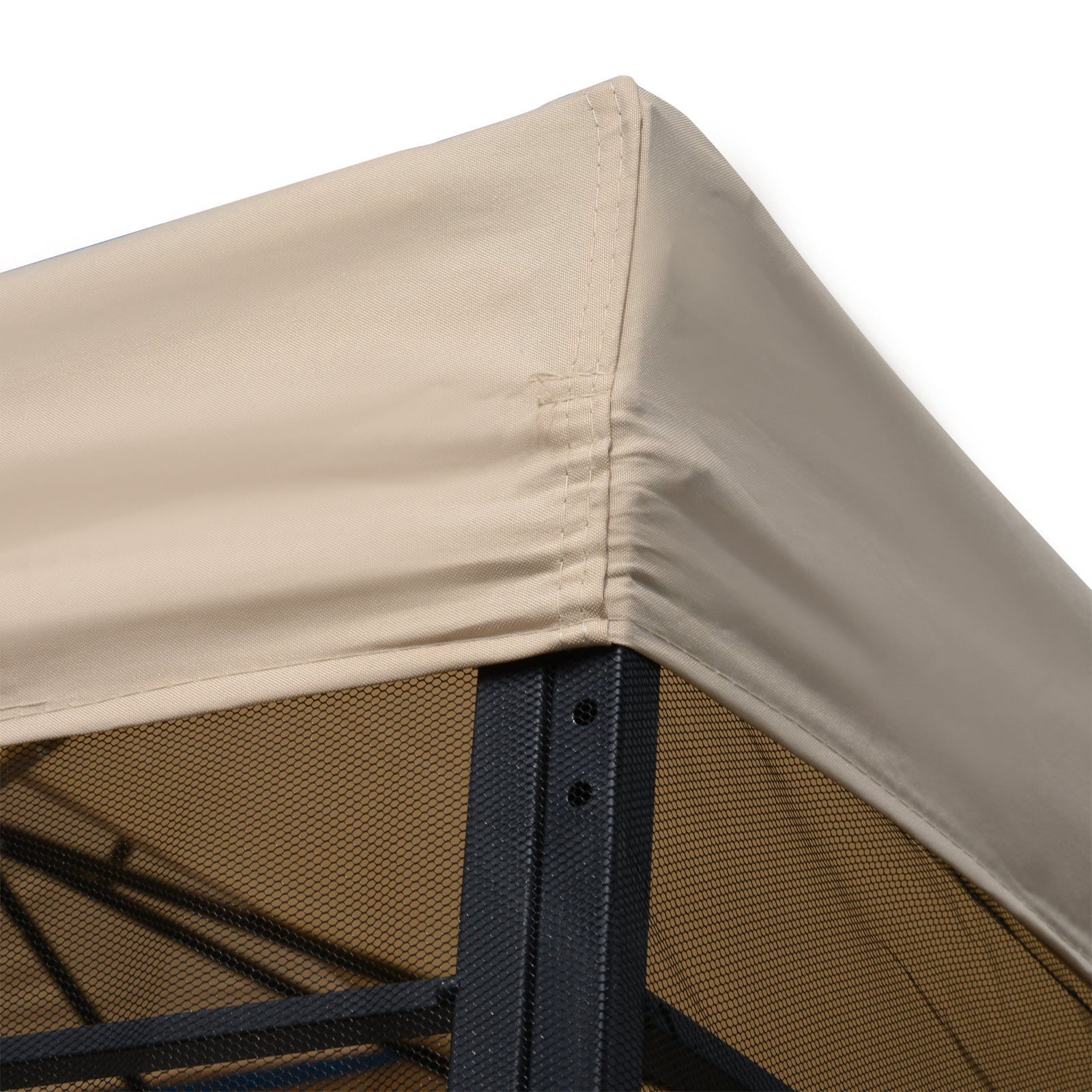 Outsunny Gartenpavillon Pavillon Festzelt Partyzelt wetterfest Zelt mit 4 Ablagen Metall + Polyester Beige 2,98 x 2,98 m