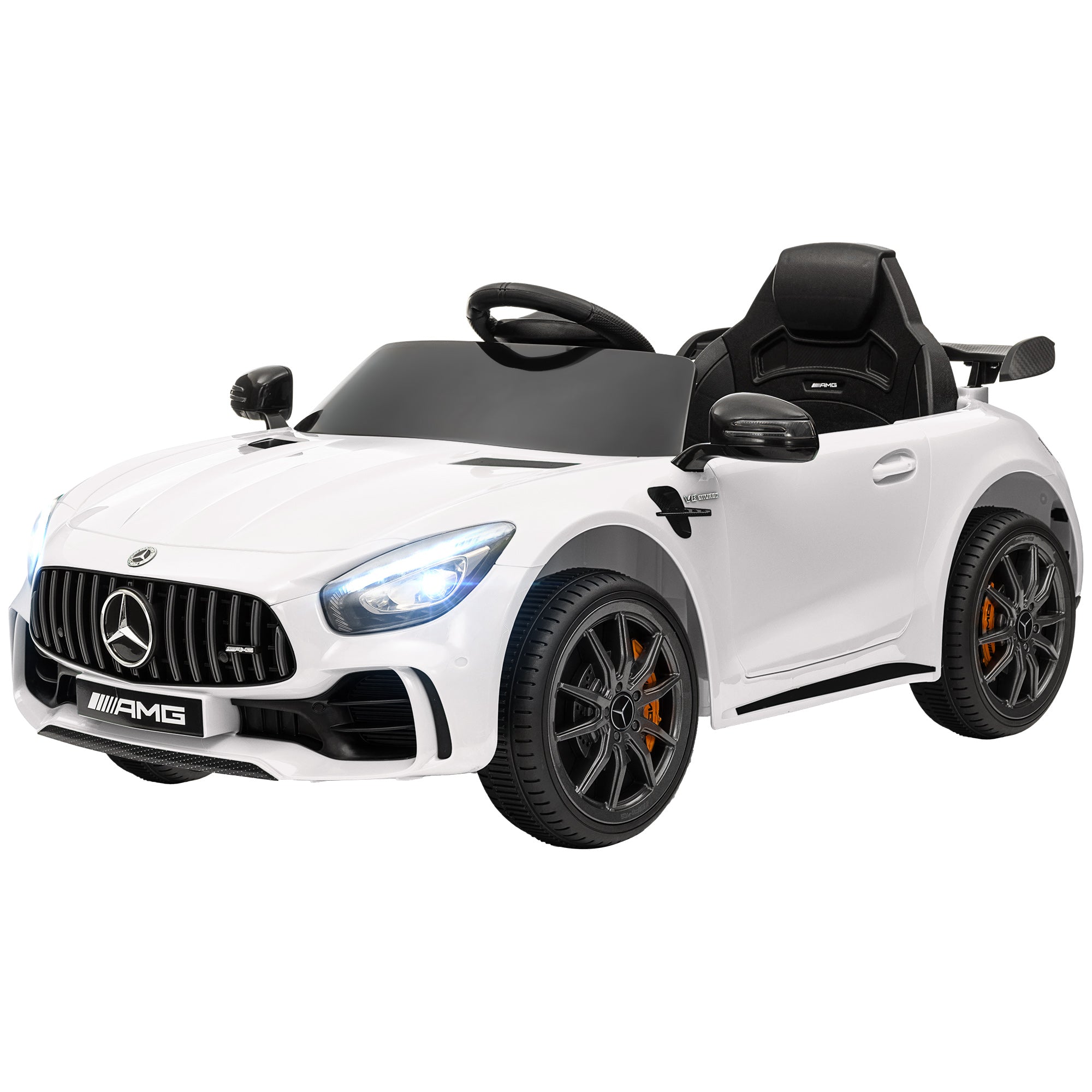 AIYAPLAY Elektro-Kinderauto, Mercedes, 3-5 km/h, Fernbedienung, Licht & Musik, Weiß