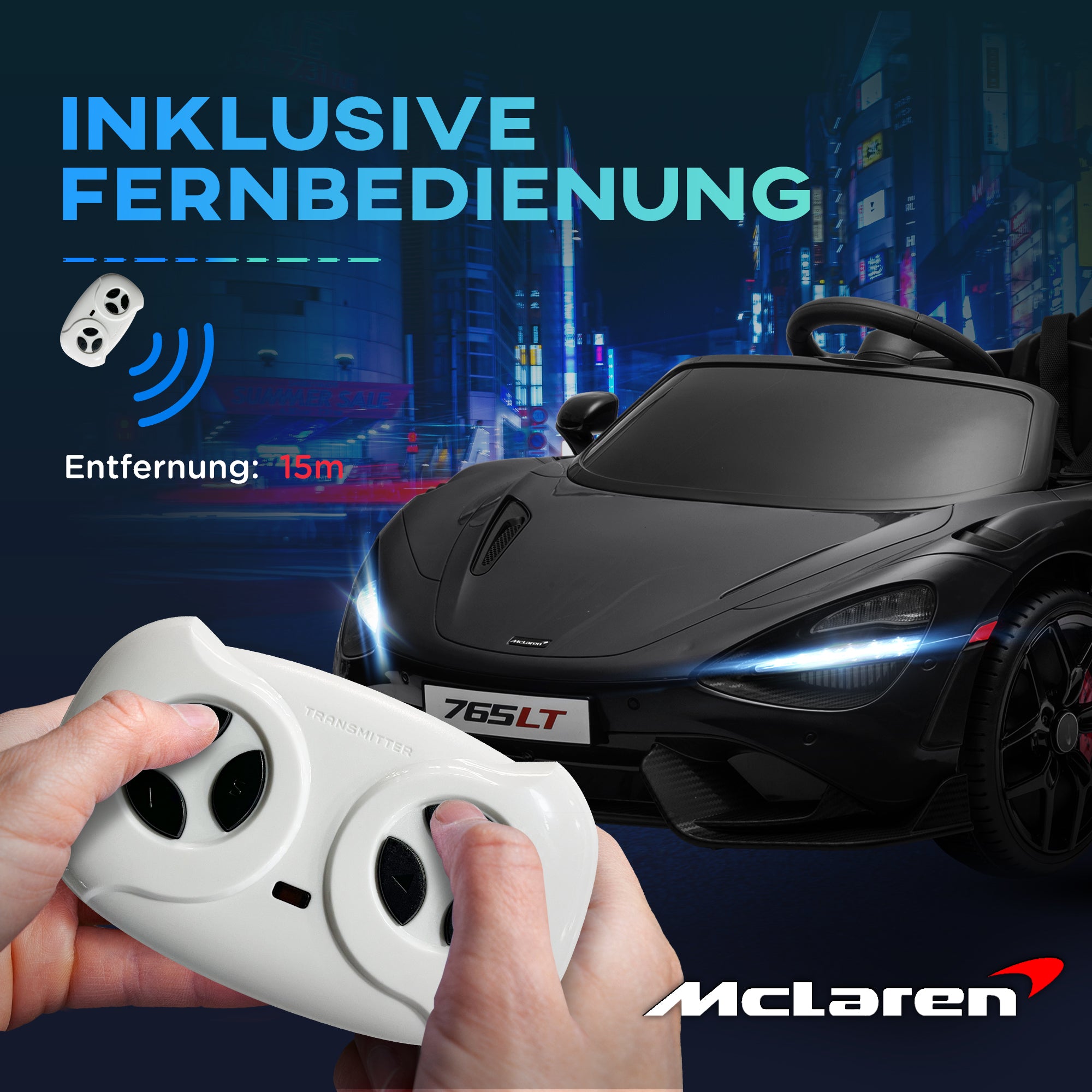 AIYAPLAY Kinder-Elektroauto mit Flügeltüren, fernsteuerbar, mit sanftem Antrieb und LED-Lichtern, Schwarz