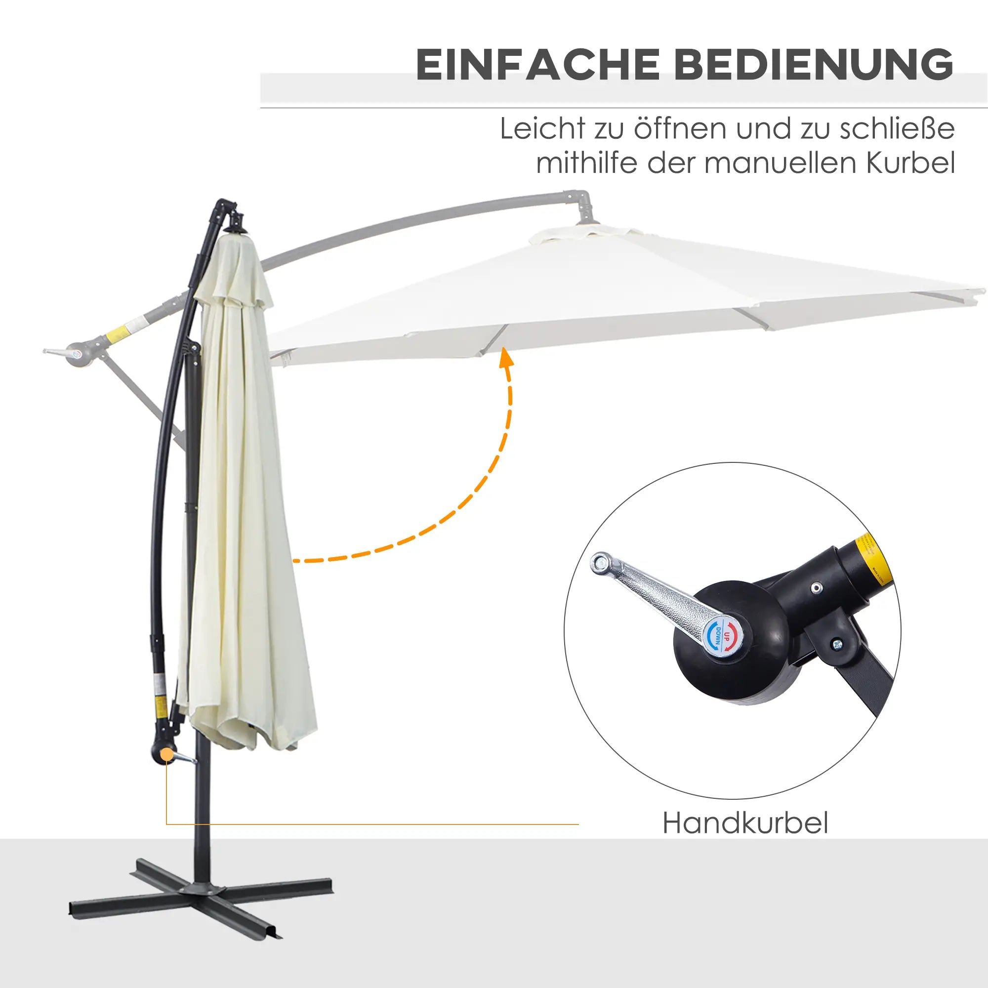 Outsunny Sonnenschirm mit Kurbel Wetterbeständig 3 m x 3 m x 2,5 m Stahl Polyester