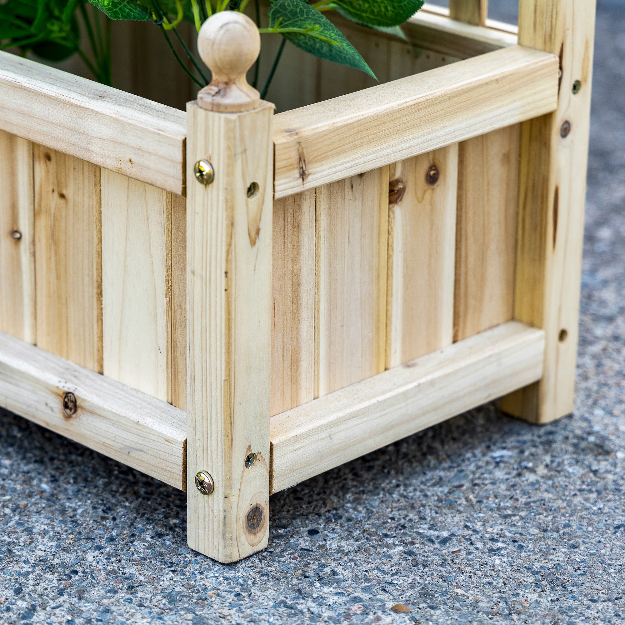 Outsunny Hochbeet Pflanzkasten mit Rankgitter Blumenkasten Rankkasten Rosenbogen mit  Rankhilfe für Kletterpflanzen Garten Holz Natur 64 x 28 x 120 cm