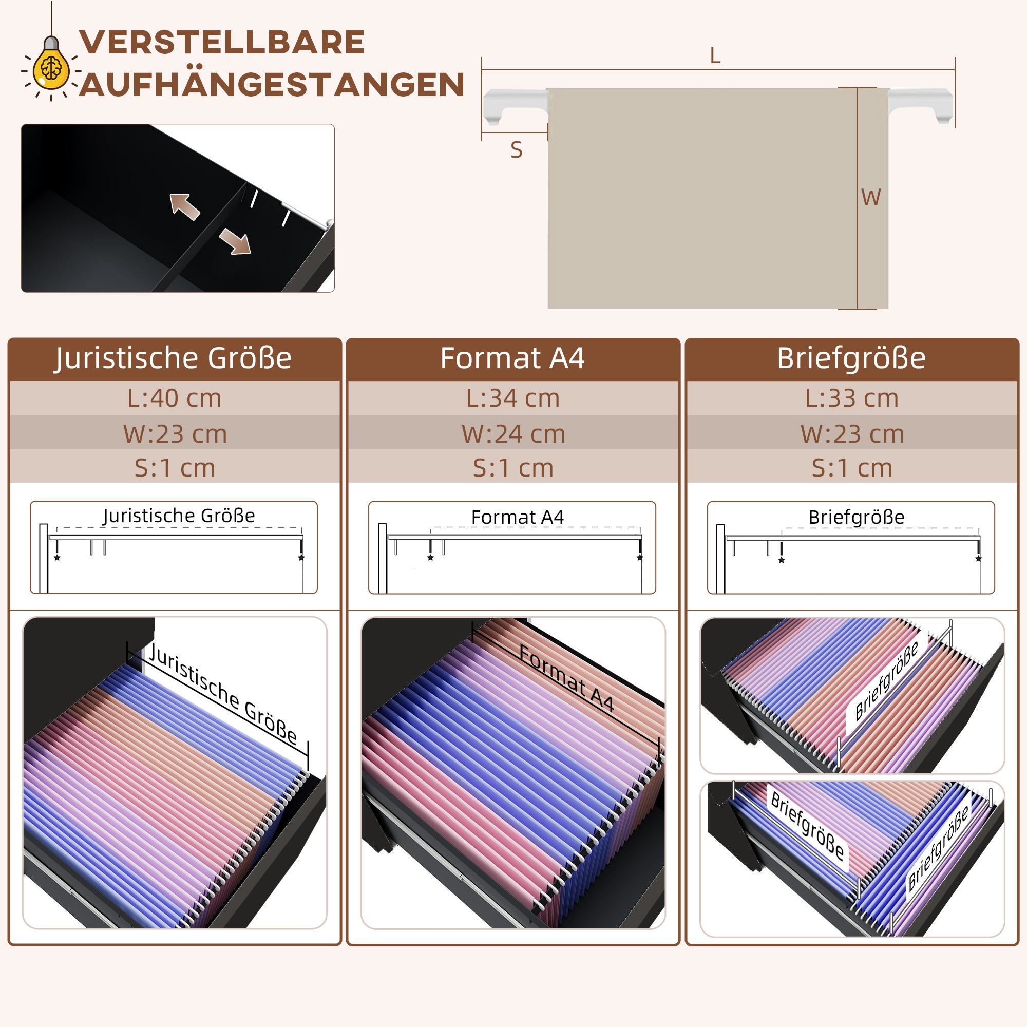 Vinsetto Rollcontainer Aktenschrank, 3 Schubladen, abschließbar, rollbar, 37 cm x 43,5 cm x 60 cm, Schwarz