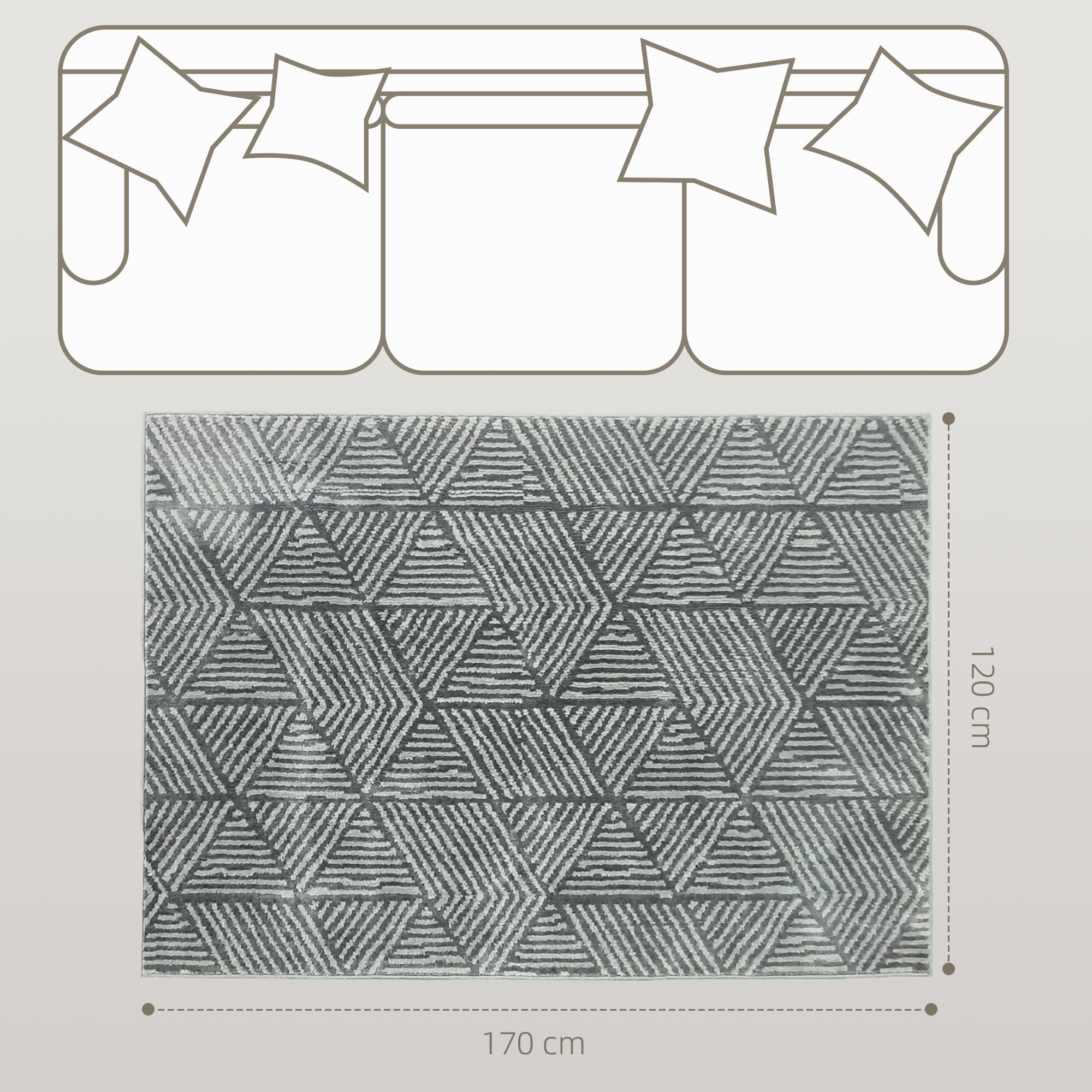 HOMCOM Teppich Wohnzimmerteppich im Modern Stil, waschbar Flächenteppich 150 x 80 cm Dunkelgrau