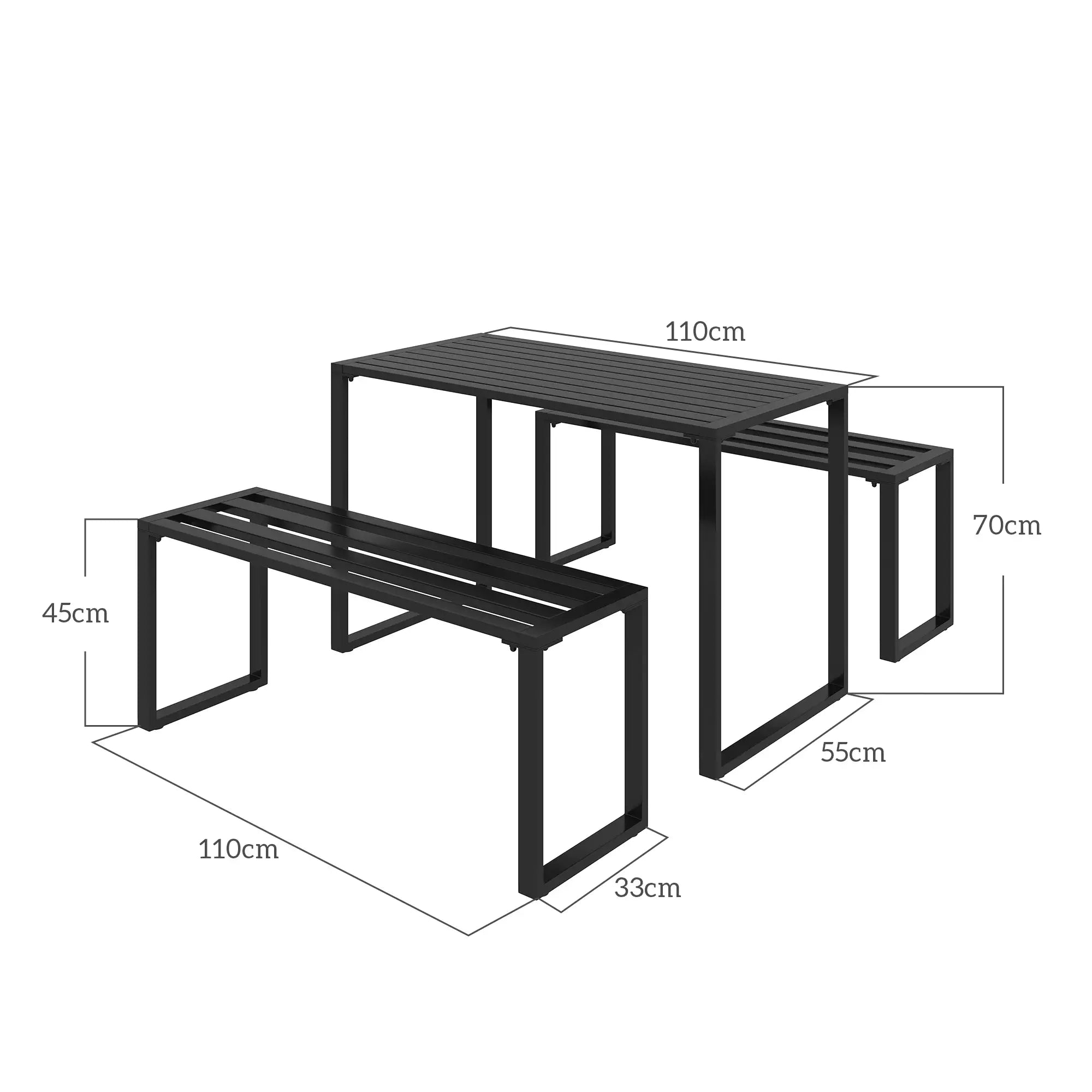 Outsunny Gartenmöbelset 3-tlg. mit Tisch & 2 Bänken Outdoor