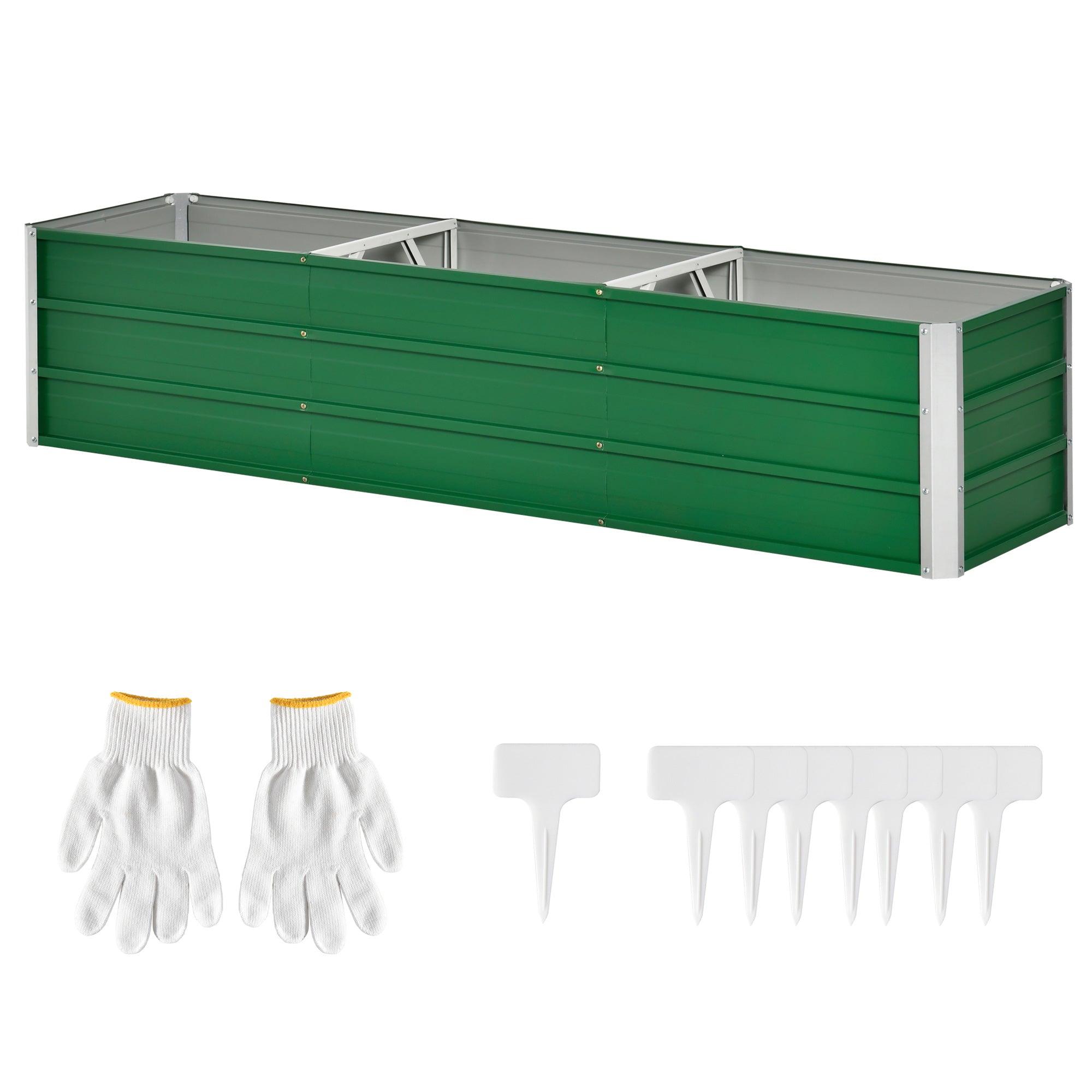 Outsunny Hochbeet Stahl Grün 183×47×40?cm