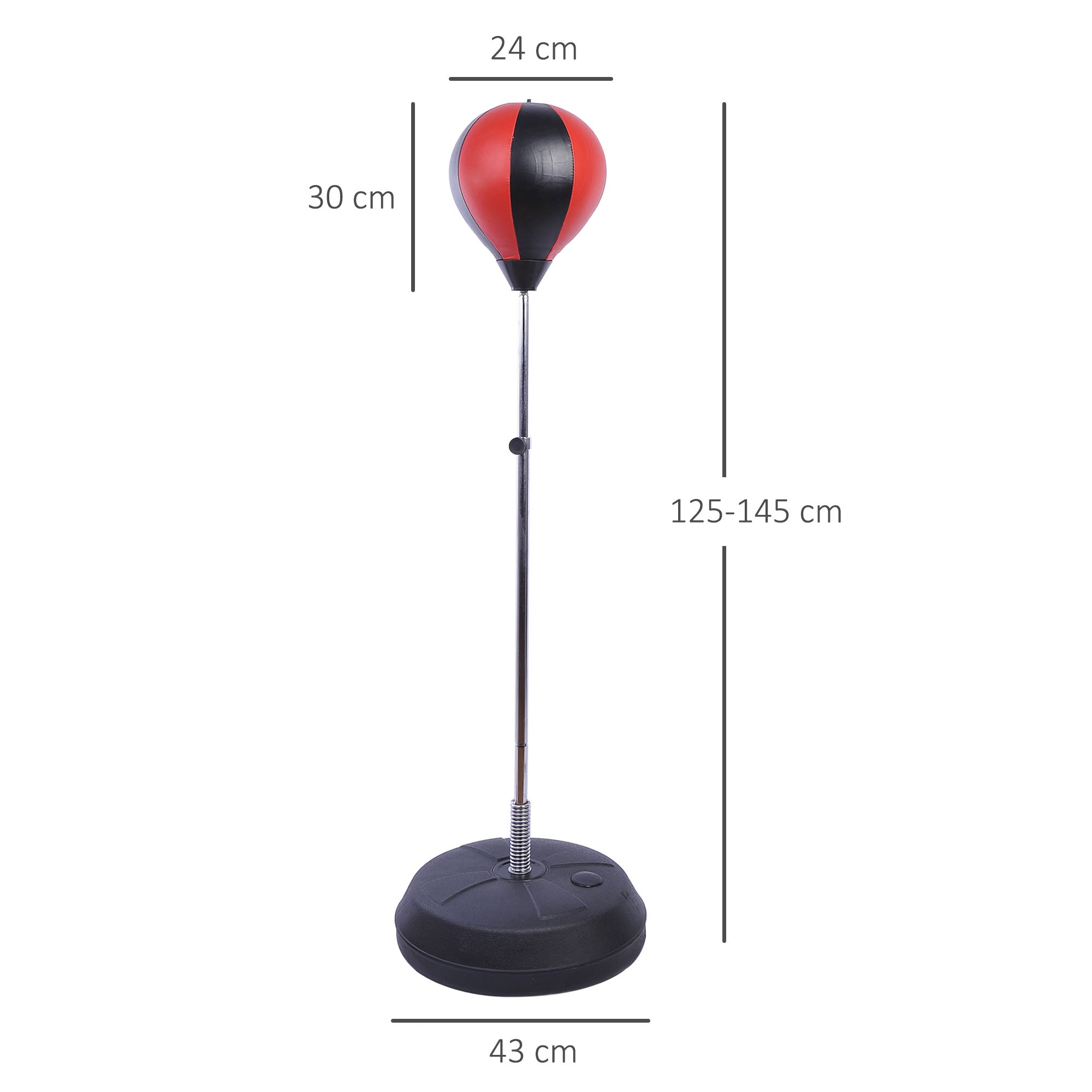 HOMCOM Punchingball Set Standbox Training Set 125/131/138/145cm höhenverstellbar mit 1 paar Handschuhe 1 Pump Geeignet für Profis und Anfänger Rot