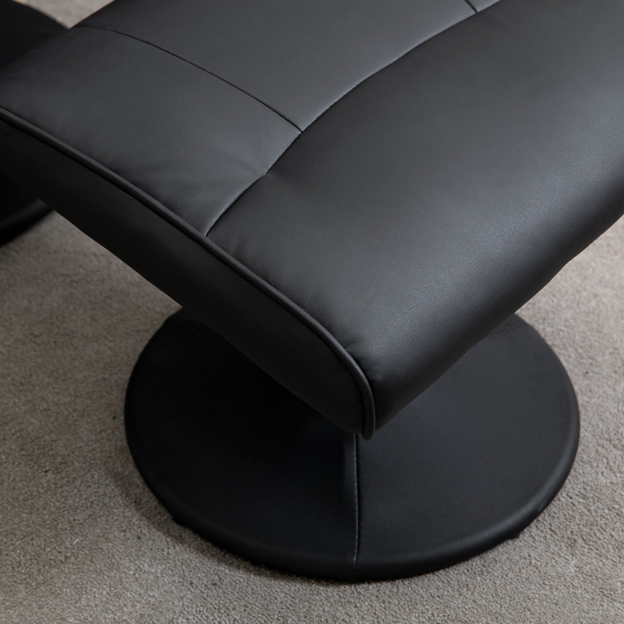HOMCOM Relaxsessel mit Fußhocker, Elektrischer Massagesessel mit Liegefunktion, 10 Massagepunkte, Drehbarer Fernsehsessel mit Seitentasche, Fernbedienung, Kunstleder, Schwarz