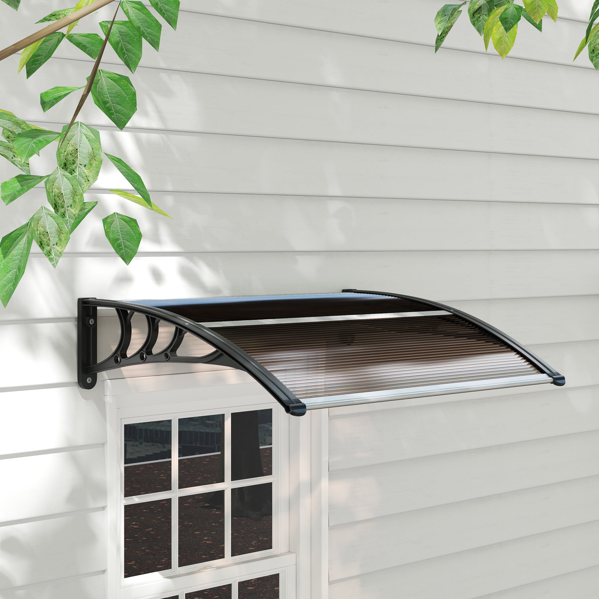Outsunny Vordach Haustürvordach 120 x 75 cm Pultvordach Überdachung Polycarbonat