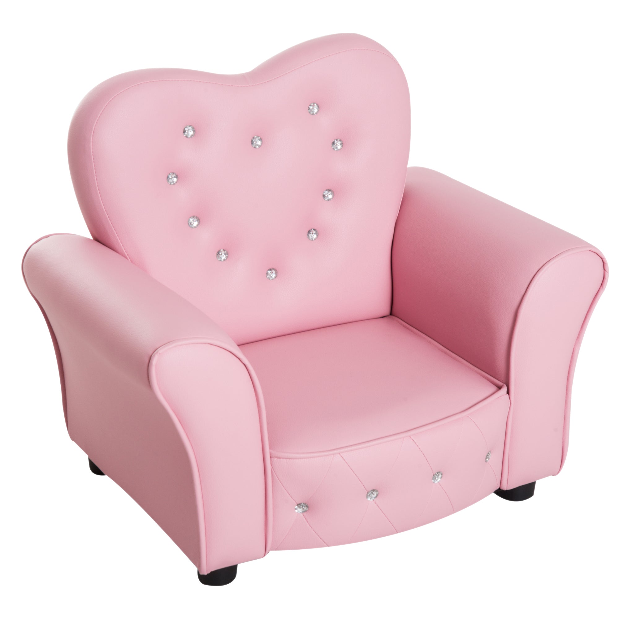 HOMCOM Kindersessel Prinzessin Herzform Kristallknöpfe Rosa