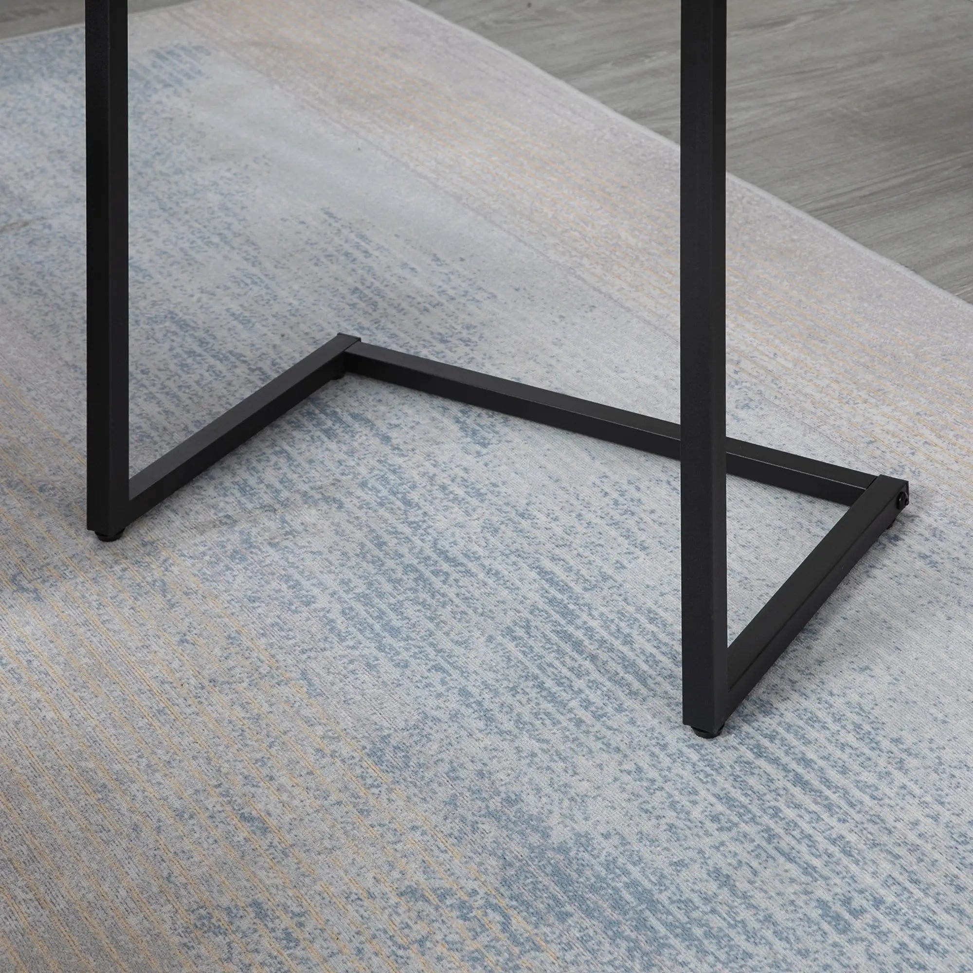 HOMCOM Satztisch, Beistelltisch, 3er-Set, Industrial Design, Stahlrahmen, braun+schwarz, 45 x 30 x 60cm