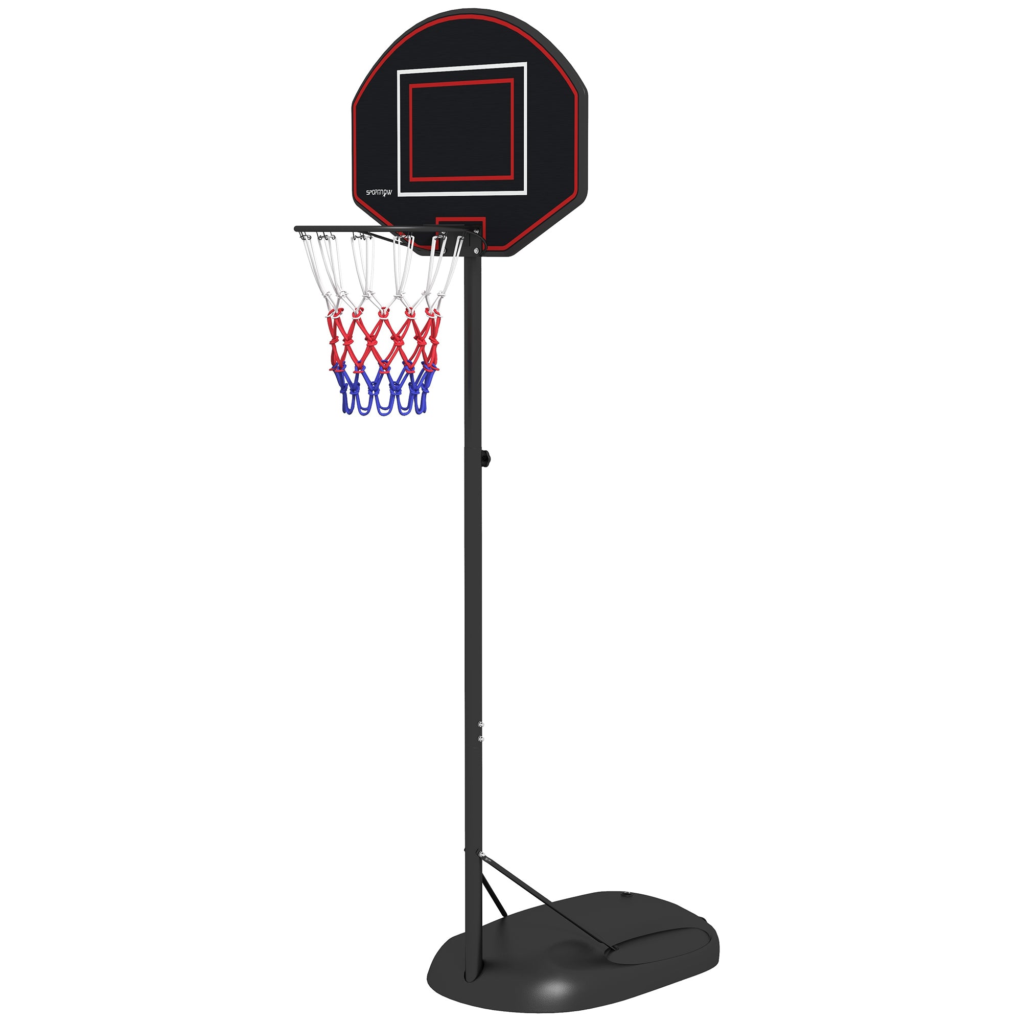 SPORTNOW Basketballständer, höhenverstellbar, robust, 1,7-2,3 m Korbhöhe, Stahlrahmen, Schwarz