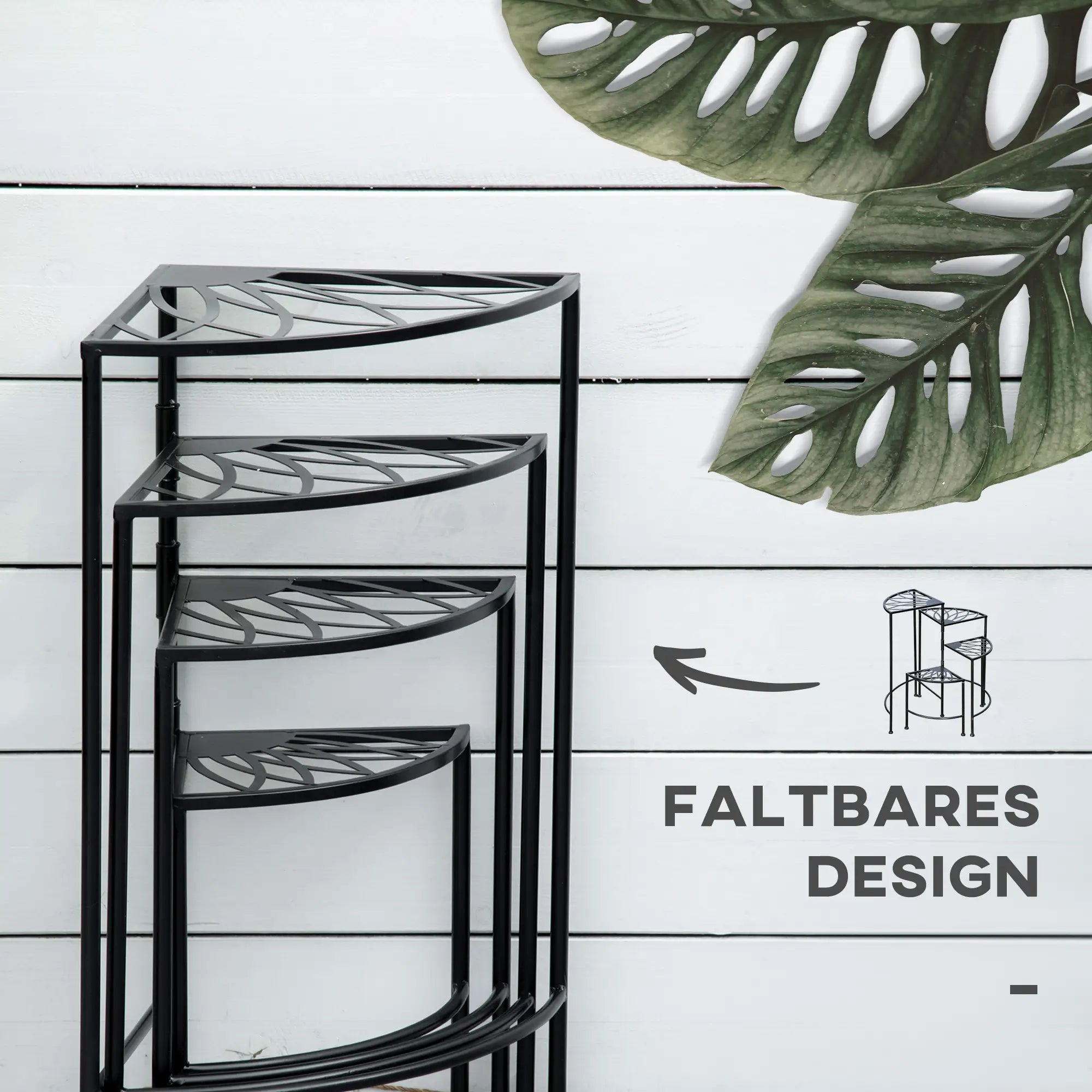 Outsunny 4-stufige Pflanzentreppe klappbar