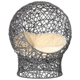 PawHut Katzenkorb, Katzenhöhle inkl. Kissen, 2-teilig, 50 cm x 50 cm x 60 cm, Cremeweiß + Anthrazit, 50cm x 50cm x 60cm