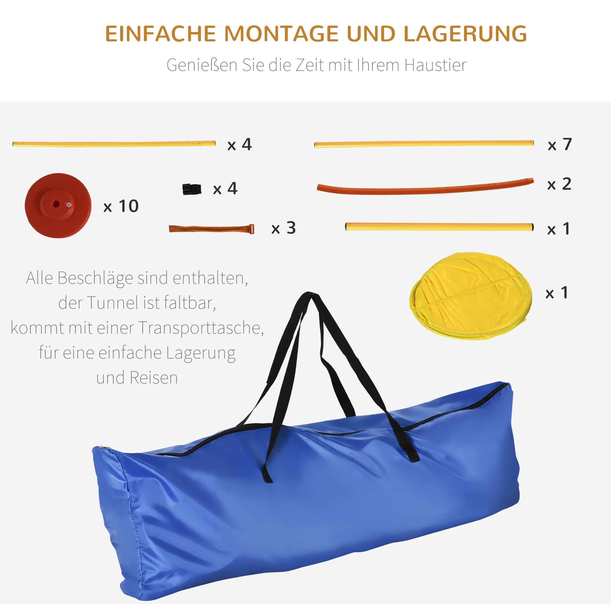 Pawhut Hunde Agility-Set mit 4 Hindernissen Rot+Gelb