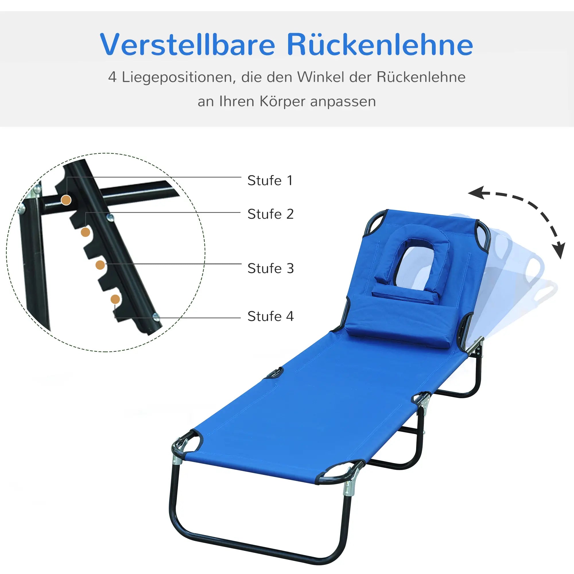 Outsunny Sonnenliege klappbar mit Leseloch Gartenliege Blau