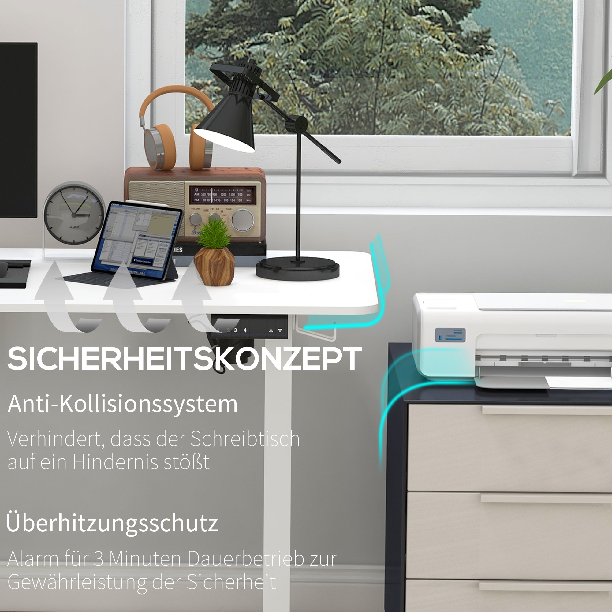 Vinsetto Stehpult höhenverstellbarer Computertisch Schreibtisch, 140 cm x 70 cm x 116 cm, Weiß